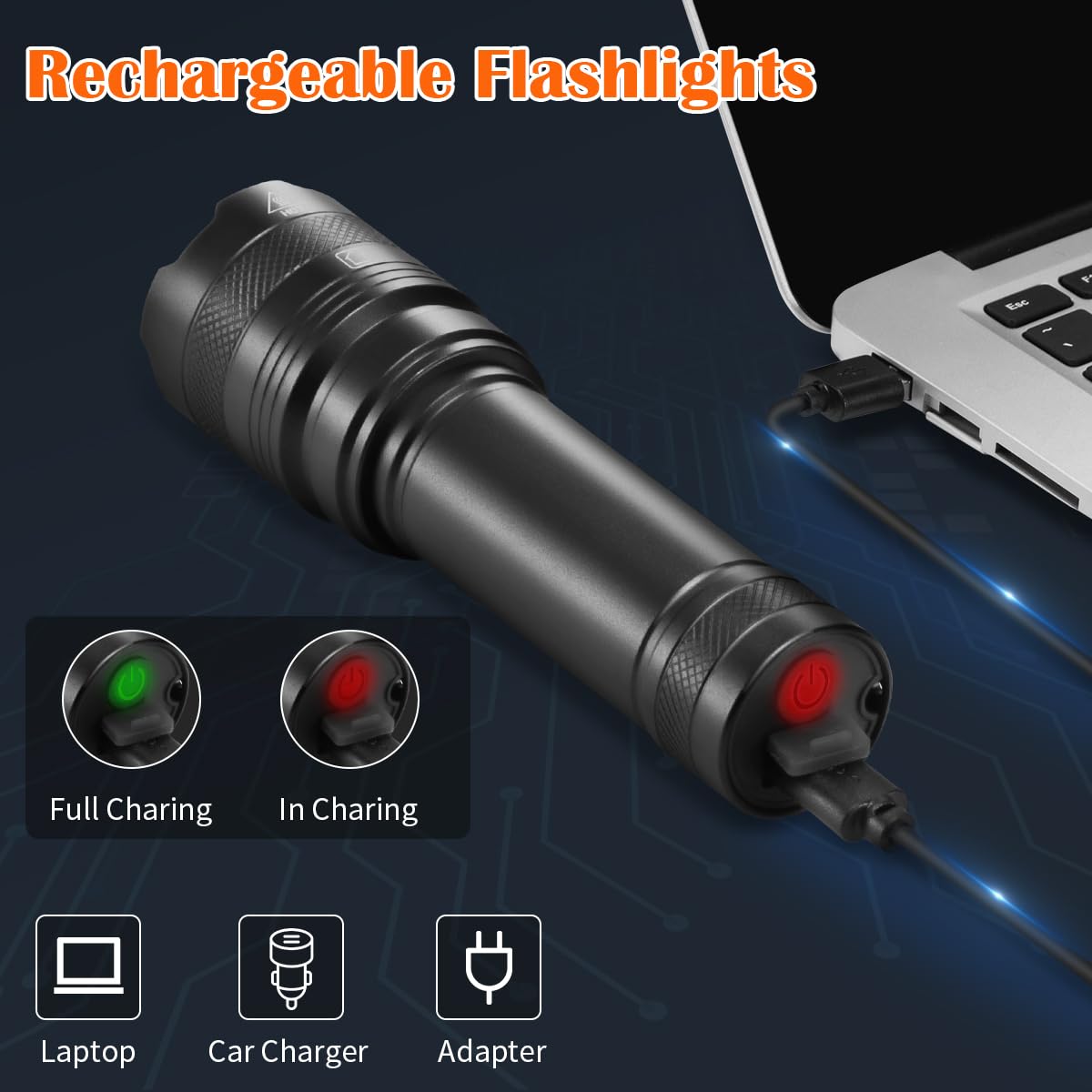 Rufykiri 2Pack Rechargeable Flashlights, Tactical Flashlights High Lumens, Super Bright Flashlight, Mini Small Flashlights Powerful, Led Linterna Recargable, Pocket Handheld Led Flash Light For Home Emergency