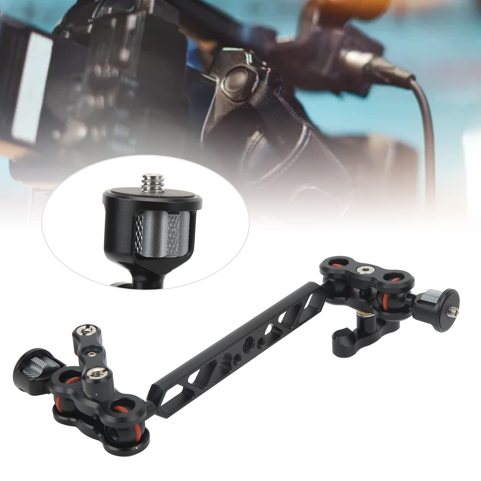 Kimiss Articulating Arm Camera Mount 13In Articulating Magic Arm Camera Mount Adjustable Cnc Aluminum Alloy With 1/4" And 3/8" Thread For Led Light Microphone