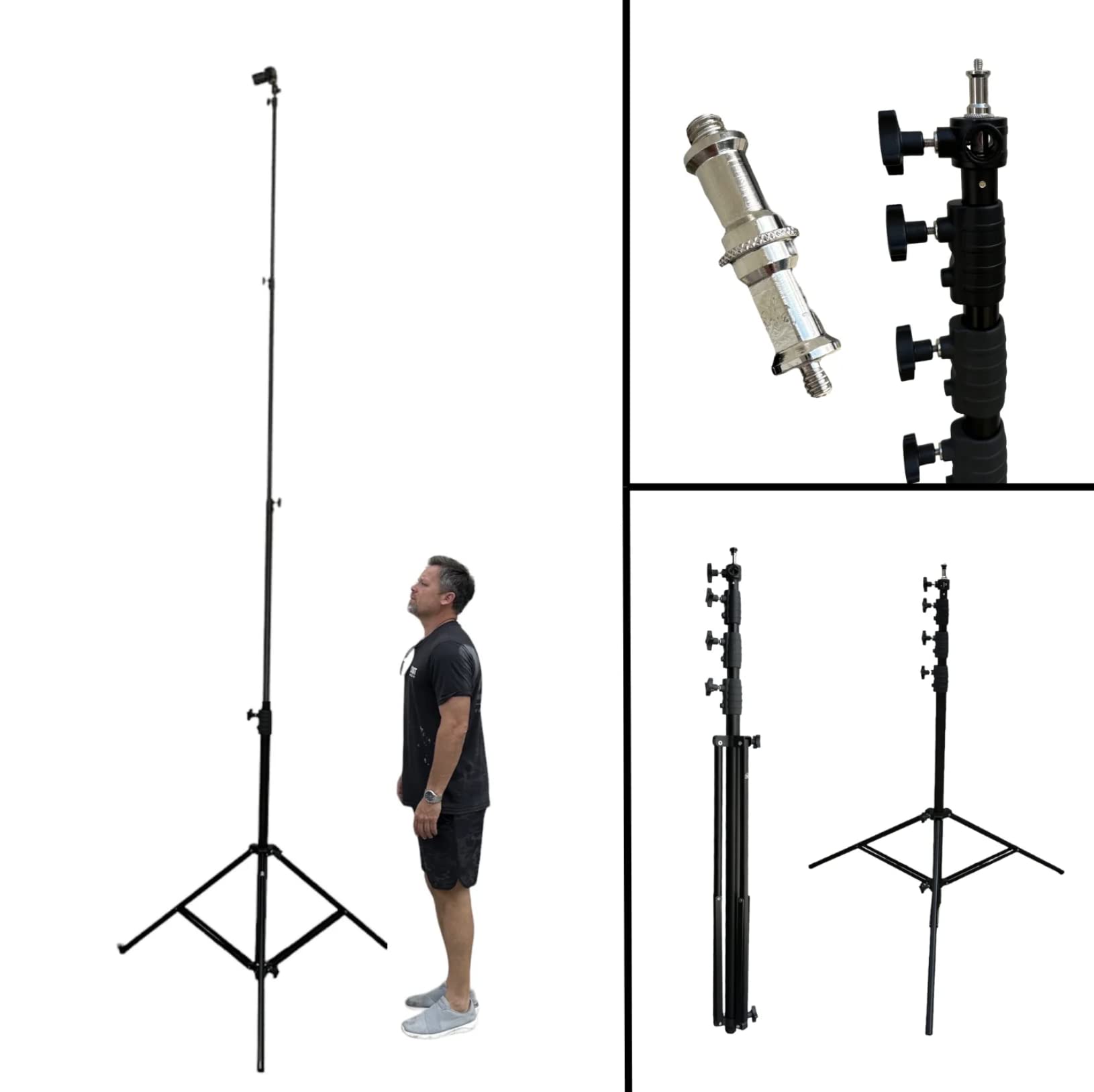 Glide Gear Tst 12 12-Foot Tripod Stand – Air-Cushioned Telescoping Sections, Heavy-Duty Aluminum Construction, Adjustable Height For Photography & Videography, Supports Cameras Up To 4 Lbs