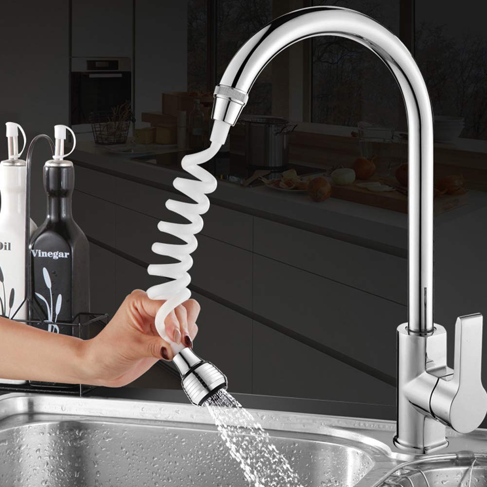 Tomotato Kitchen Faucet Extender Hose, Sink Faucet Sprayer Attachment Faucet Extender For Kitchen Sink Long Hose Retractable Foaming Water Tap Flexible Tap Extension For Kitchen Sink(White)