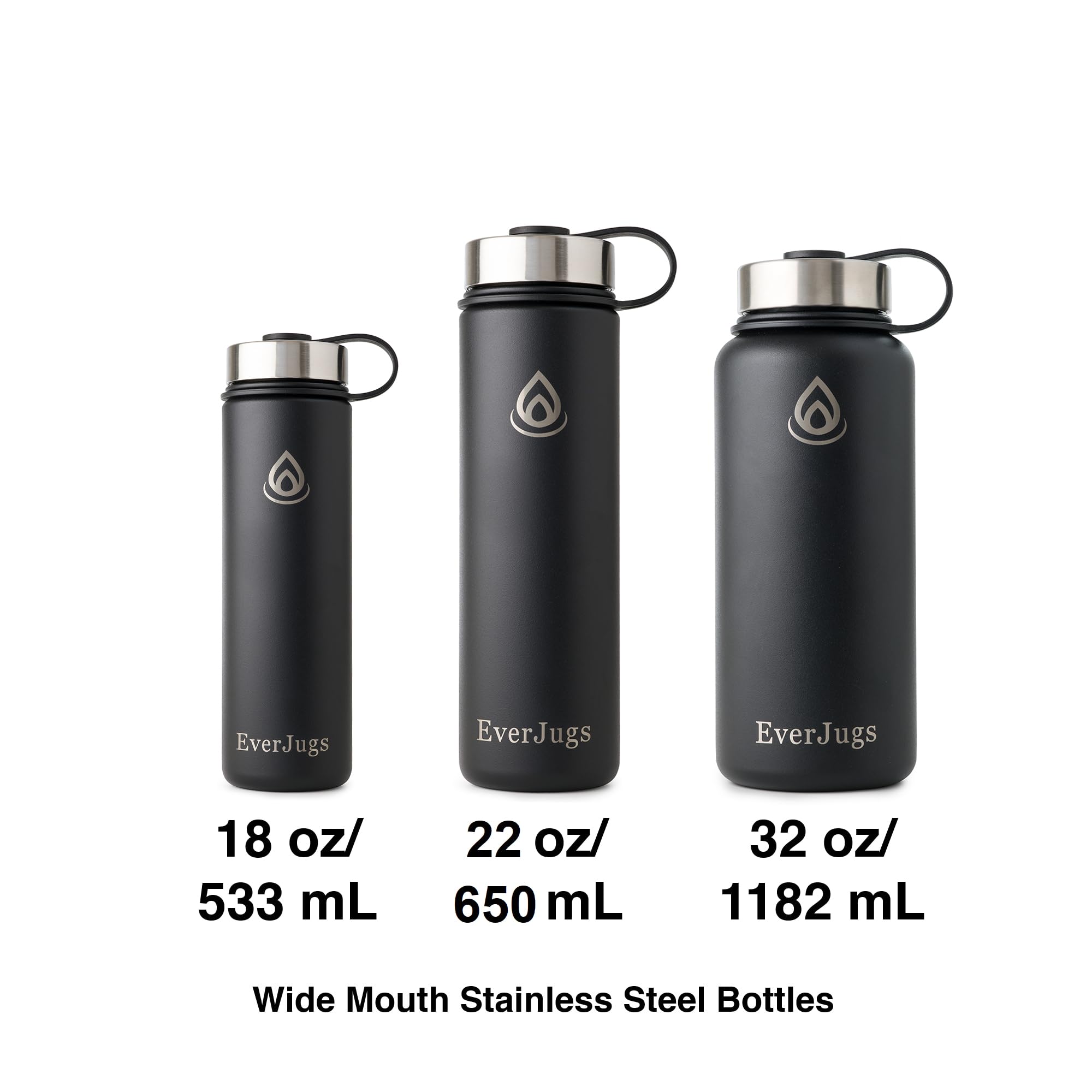 Water Bottle - 32 Oz, Wide Mouth, Premium Stainless Steel Lid/Bottle, Double Walled Vacuum Insulate