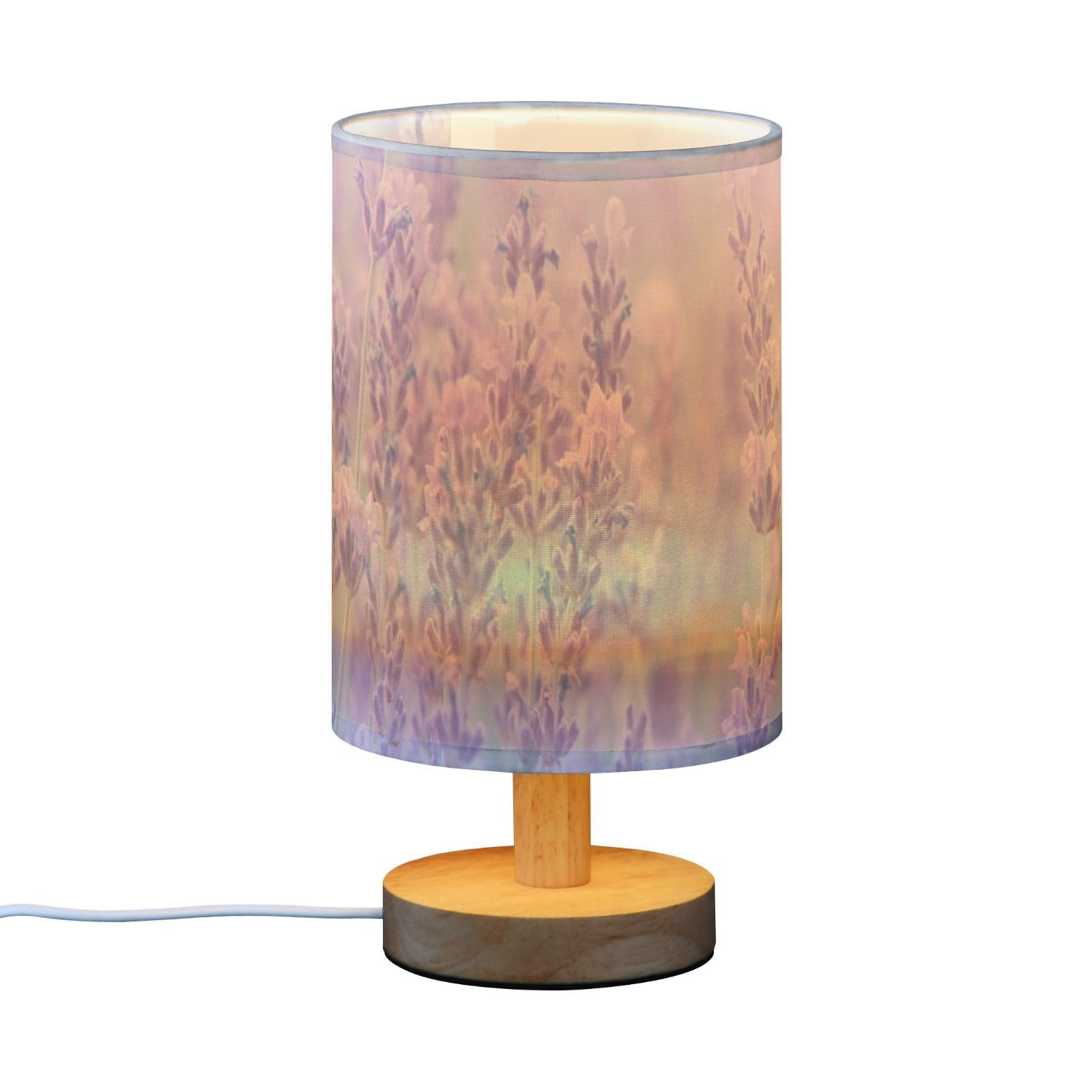 Tamniee Table Lamps Vintage Purple Bedroom Lamps Lavender Violet Flower Field Small Desk Lamps Night Light Decor For Living Room Office Dorm Reading Gray Shade Bedside Lamps