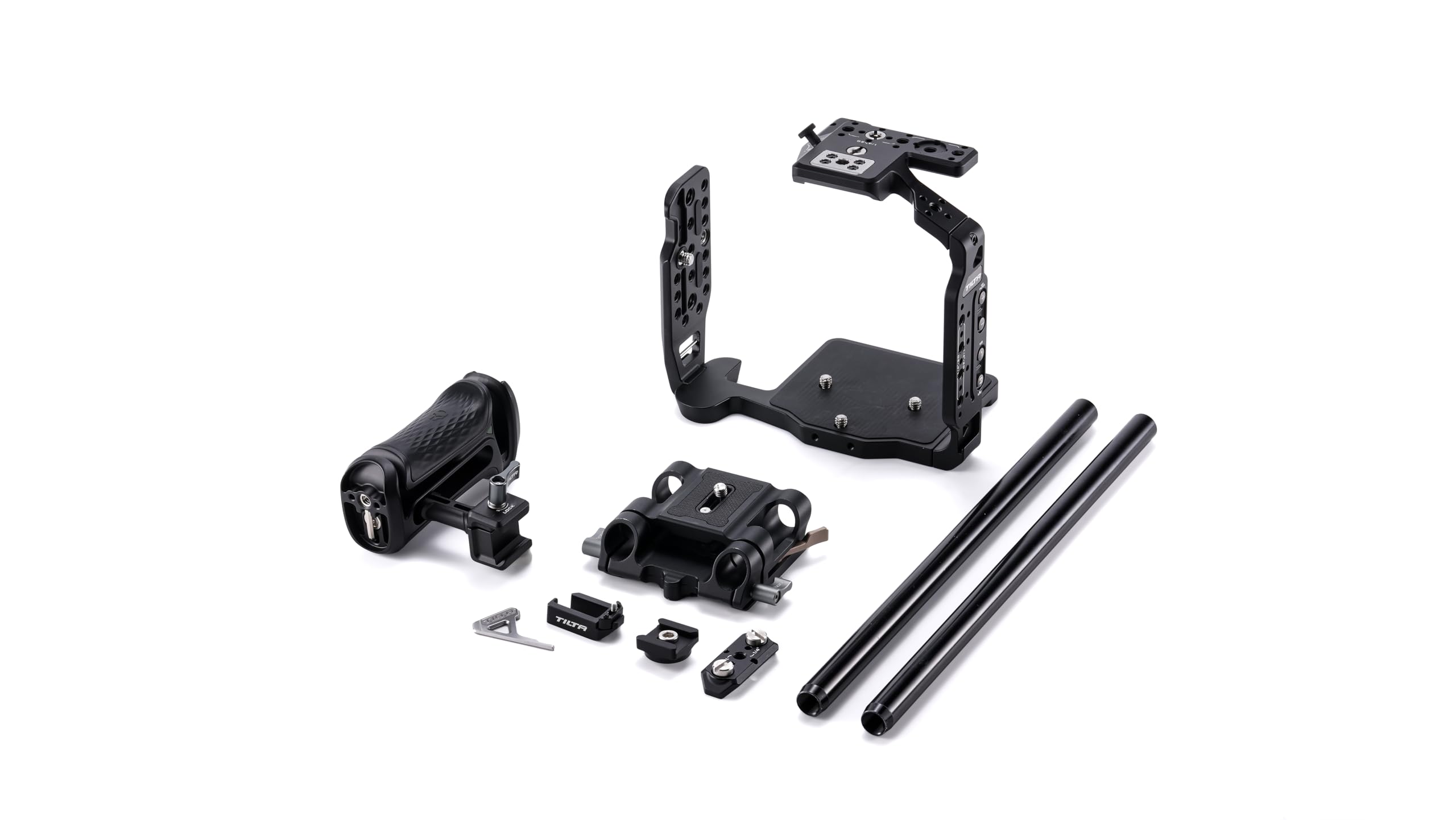 Tilta Camera Cage Compatible With Canon C80 Advanced Kit  Includes Xeno Nato Side Handle, 15Mm Lws Baseplate, Aluminum Rods & Button Extensions  Nato, Cold Shoe, 1/4"-20 & 3/8"-16 Threads