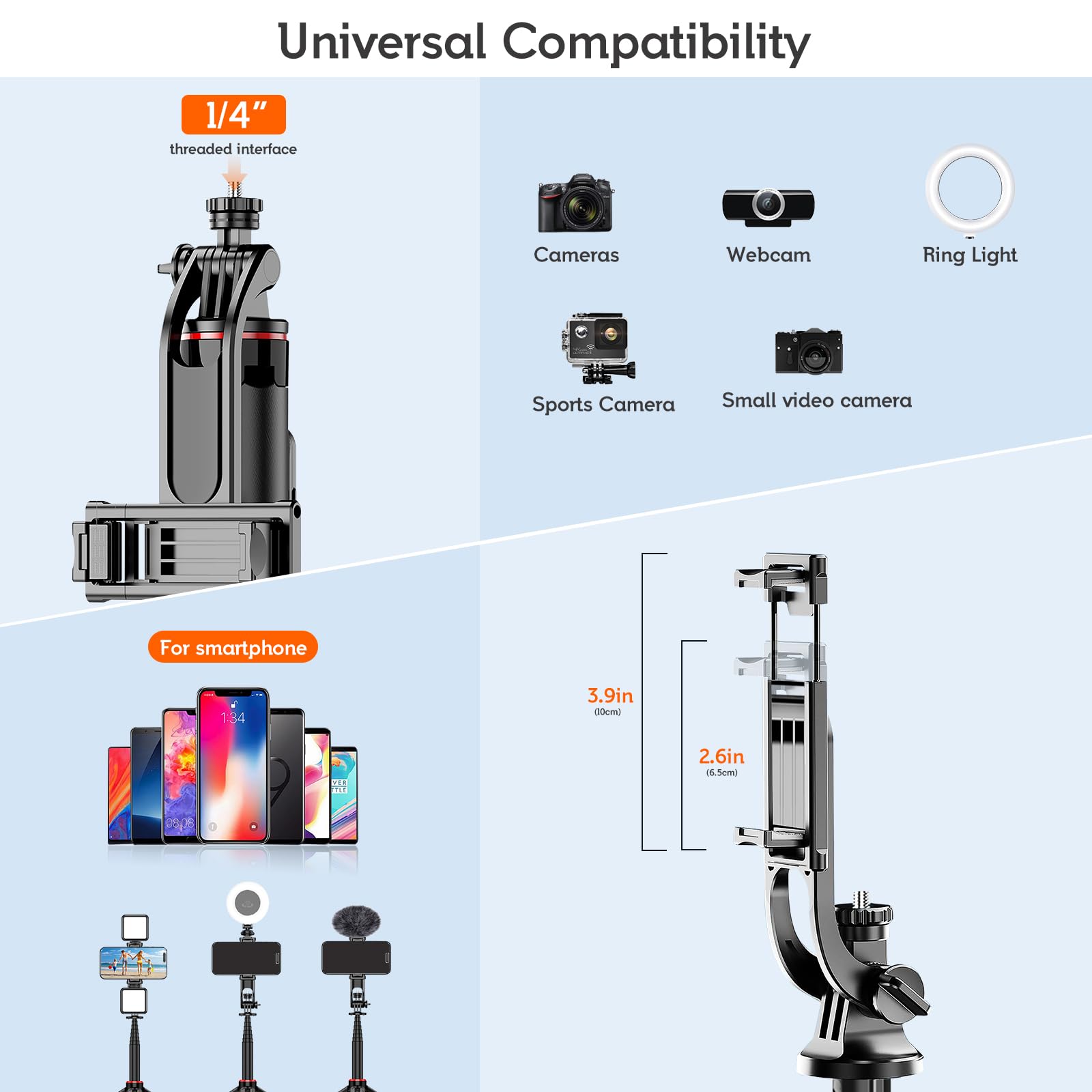 Riseofle 51" Cell Phone Selfie Stick Tripod, With Wireless Remote, Portable, Retractable, Aluminum Alloy, For Iphone, Samsung And Other Smartphones