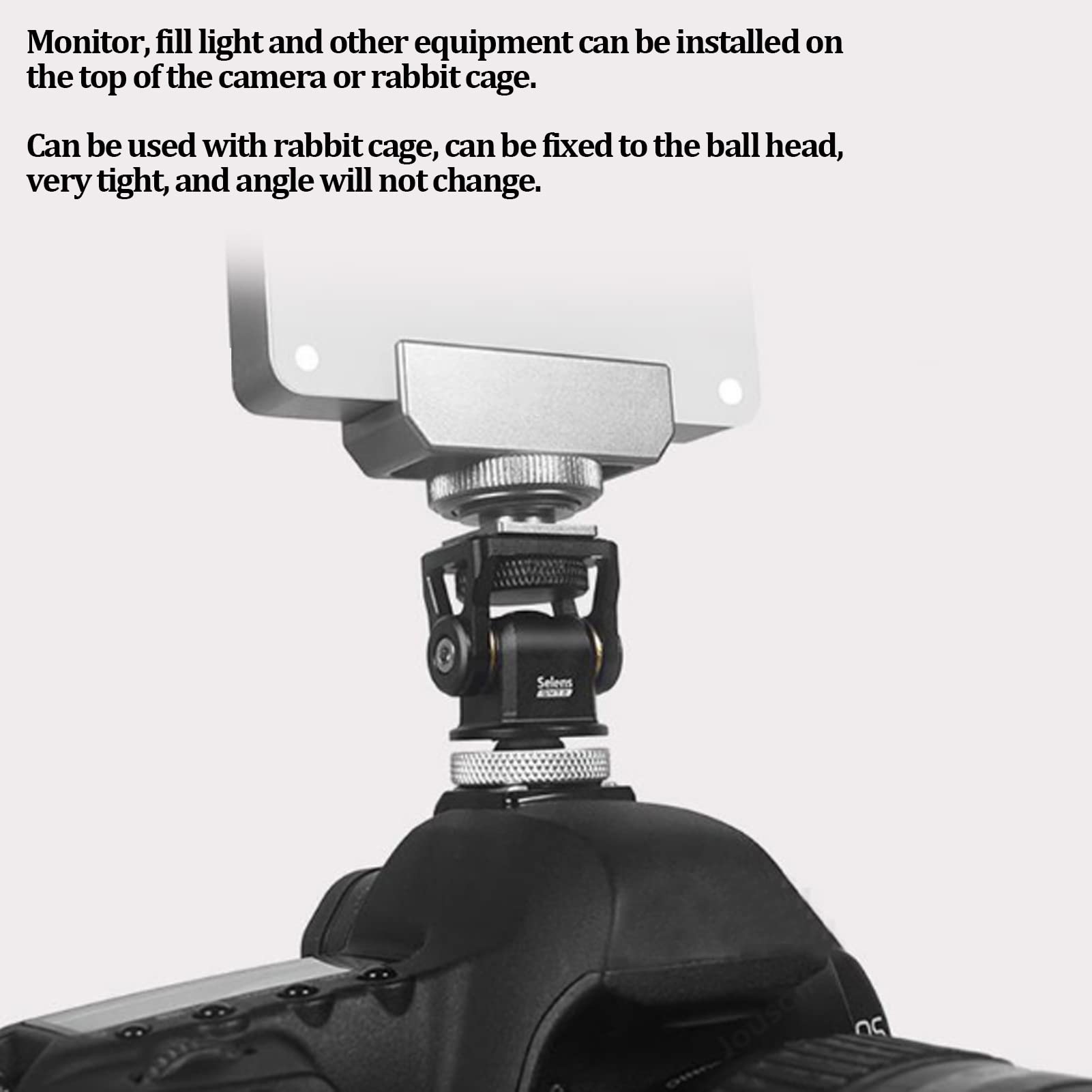 Mbeysaq Rabbit Cage Monitor Stabilizer With 1/4In Screw, Slr Camera Accessory, Quick Release Bracket, 180° Universal Mount, Black Aluminum Alloy, Easy To Carry