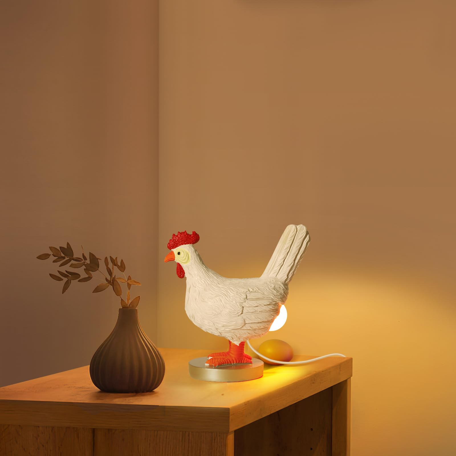 Kopesmsy Chicken Lamp, Chicken Egg Lamp, 16 Color Conversion With Remote Control, Usb 3D Resin Table Light Decor Birthday Christmas Thanksgiving For Friends, White, Asdd-32