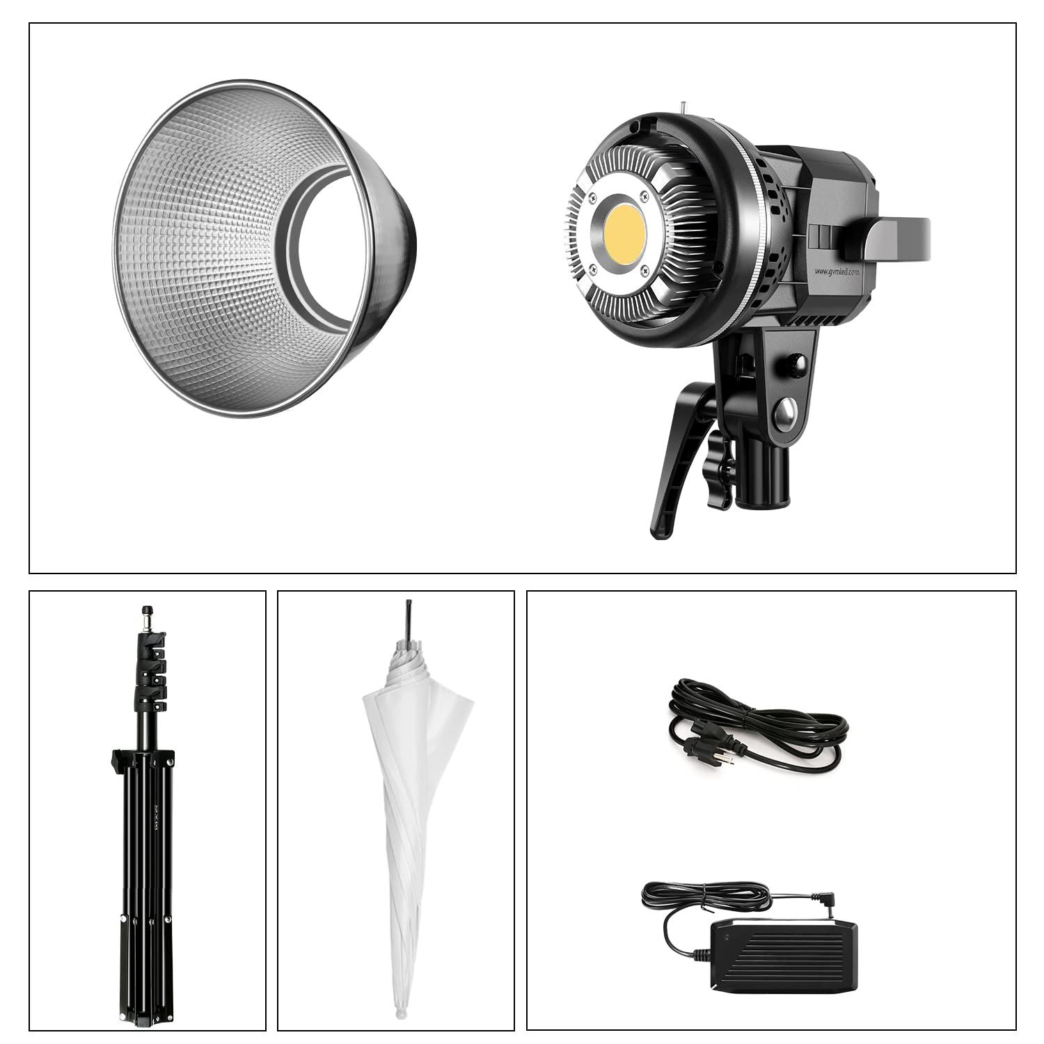 Gvm 80W Led Video Light, Umbrella Lighting Kit Cri97+ 5600K With Tripod Stand, Soft Umbrella, Continuous Output Lighting For Youtube, Video Recording, Wedding, Outdoor Shooting P80S-2