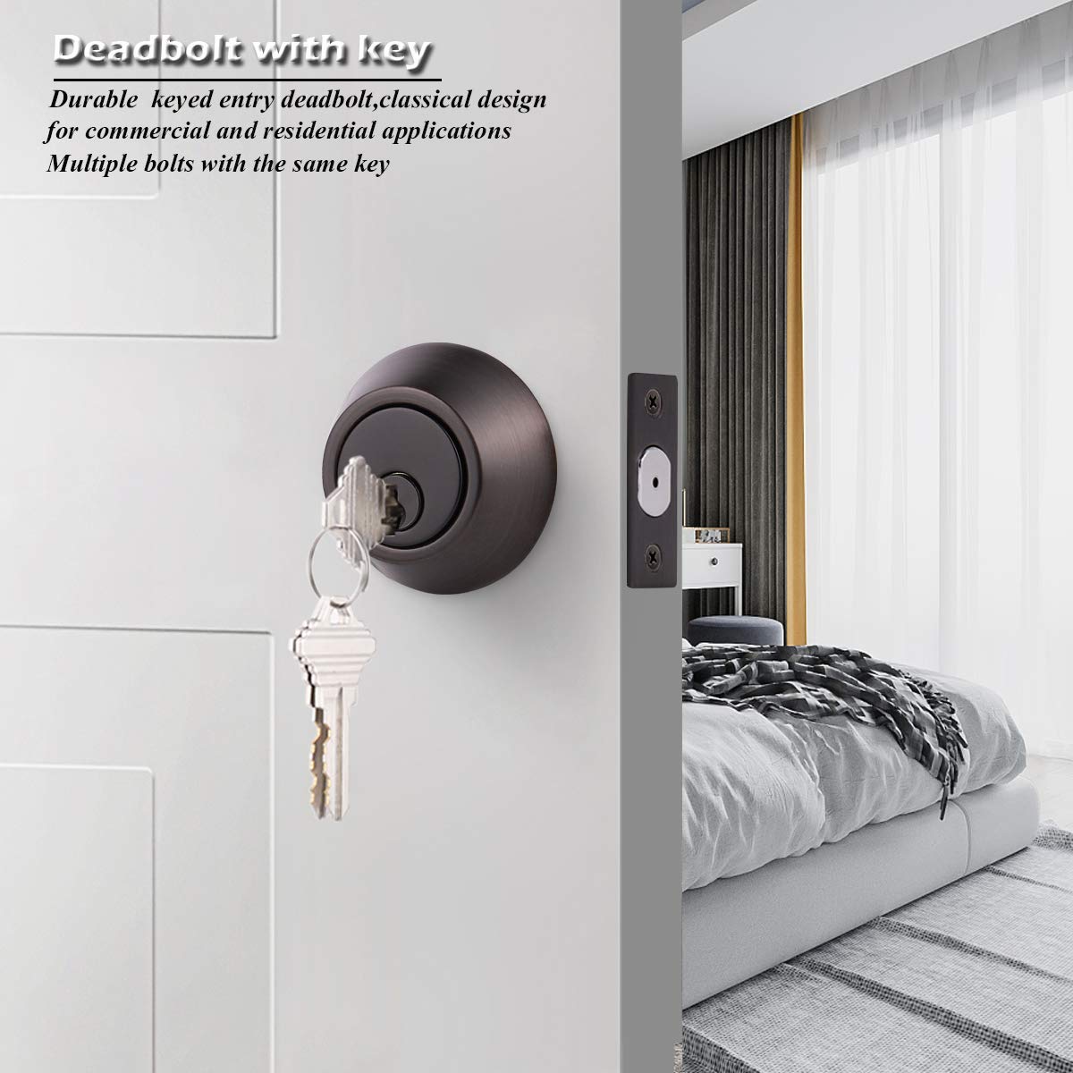 Gobrico 2 Keyed Alike Single Cylinder Deadbolts Door Lock With Same Key Oil Rubbed Bronze Finished