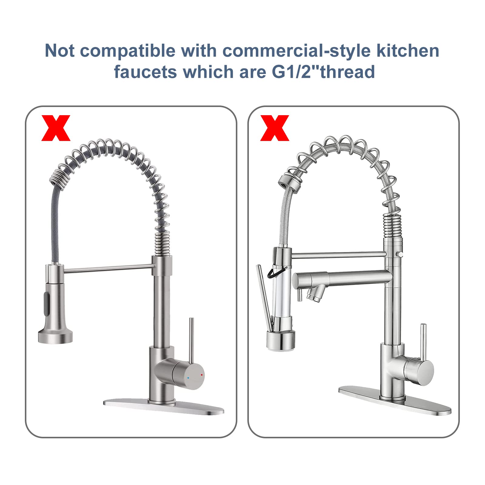 Fauaid Pre Rinse Sprayer Commercial Sink Sprayer Head,1.42Gpm Spray Valve Dish Sprayer Nozzle With Ergonomic Handle, Commercial Faucet Parts For Commercial Kitchen Sink,Chrome Finished（Gray）