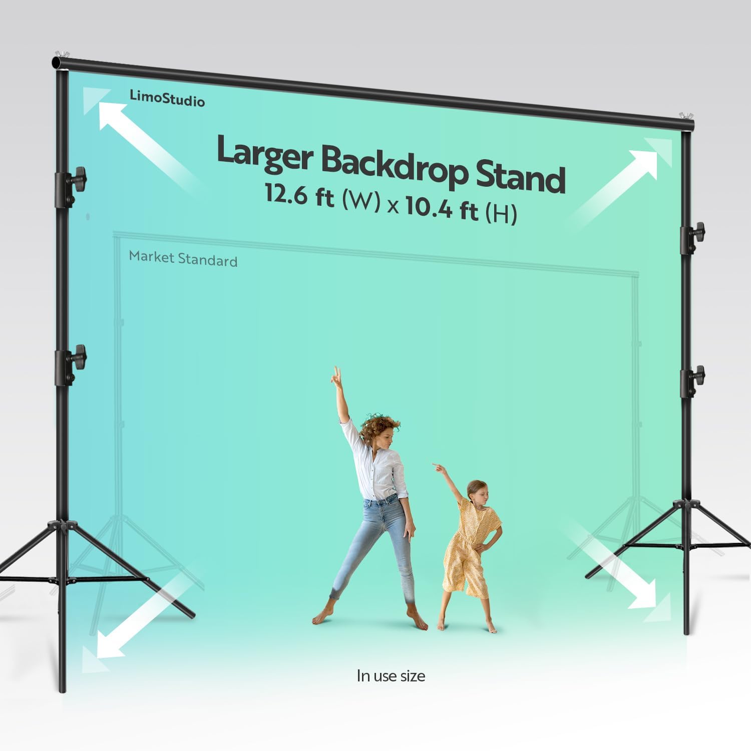 Ls Limo Studio Limostudio Limostudio [Super Heavy Duty] 12.6 X 10.4 Ft. (W X H) Backdrop Stand, Most Heavy Duty In Market, Thick Pole, No Bending, Ground Shoe Mount For Outdoor Use, Shock-Proof Spring Tripod, Agg1111
