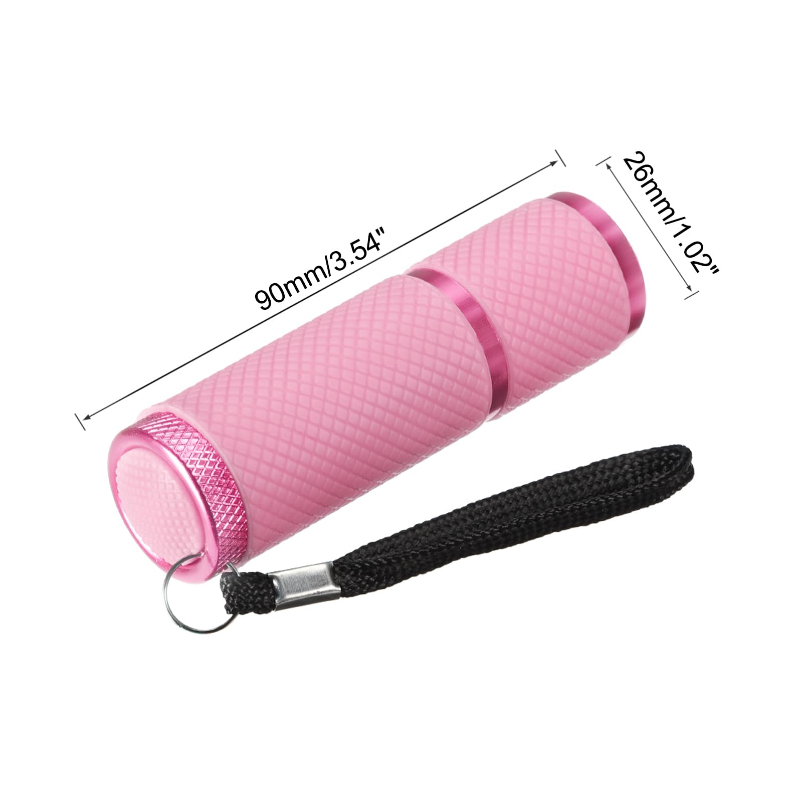 Patikil 9 Led Glow In Dark Flashlights, 2 Pcs Mini Aluminum Flashlight Rubber Coated Flashlight With Strap For Camping, Hiking, Party, Pink