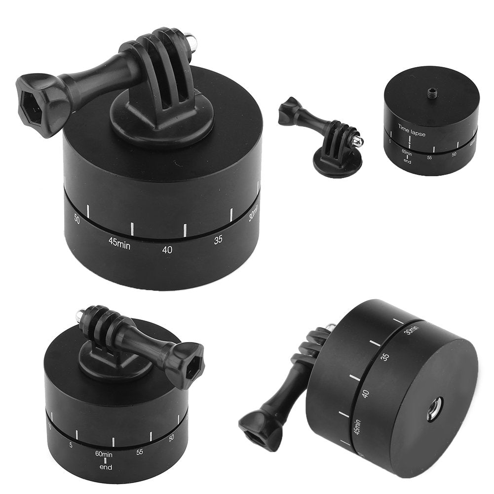 Kadimendium Rotating Tripod, Time Lapse Mount Metal 60 Minutes 360° Clockwise Setting Direction Black For Cameras