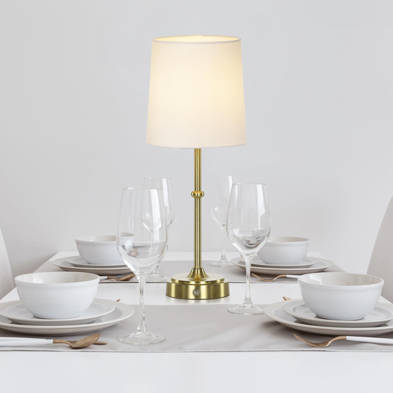 Cinyirong 16" Portable Cordless Table Lamp Set Of 2, Built-In Rechargeable Battery Lighting, Dimmable Lamp For Bedroom, Bedside, Gold Lamps For Dining Room, Antique Brass