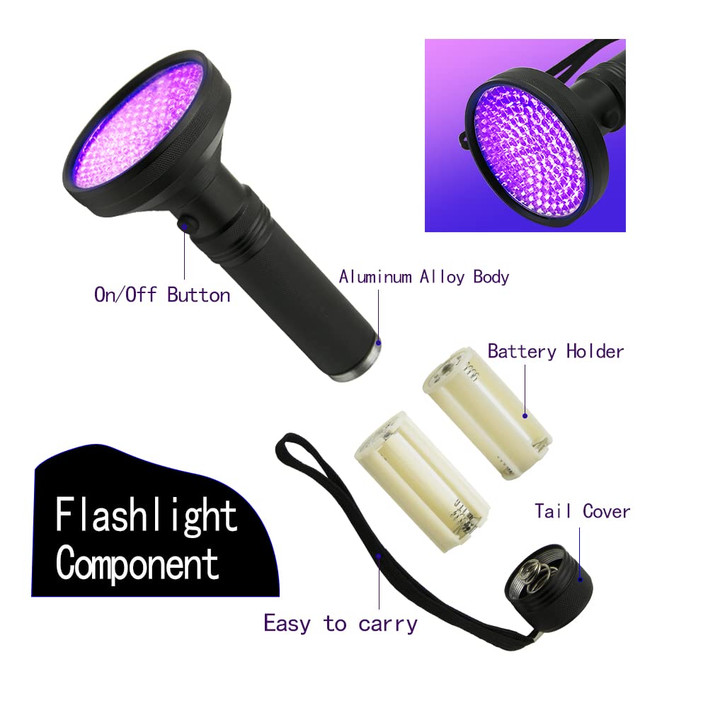 Beeyaolux Uv Black Light Flashlight, 100 Led #1 Uv Light For Home & Hotel Inspection, Pet Urine & Stains - Ultra Intensity 18W 385-395Nm Leds Spot Counterfeit Money, Leaks, Fissure,Scorpions