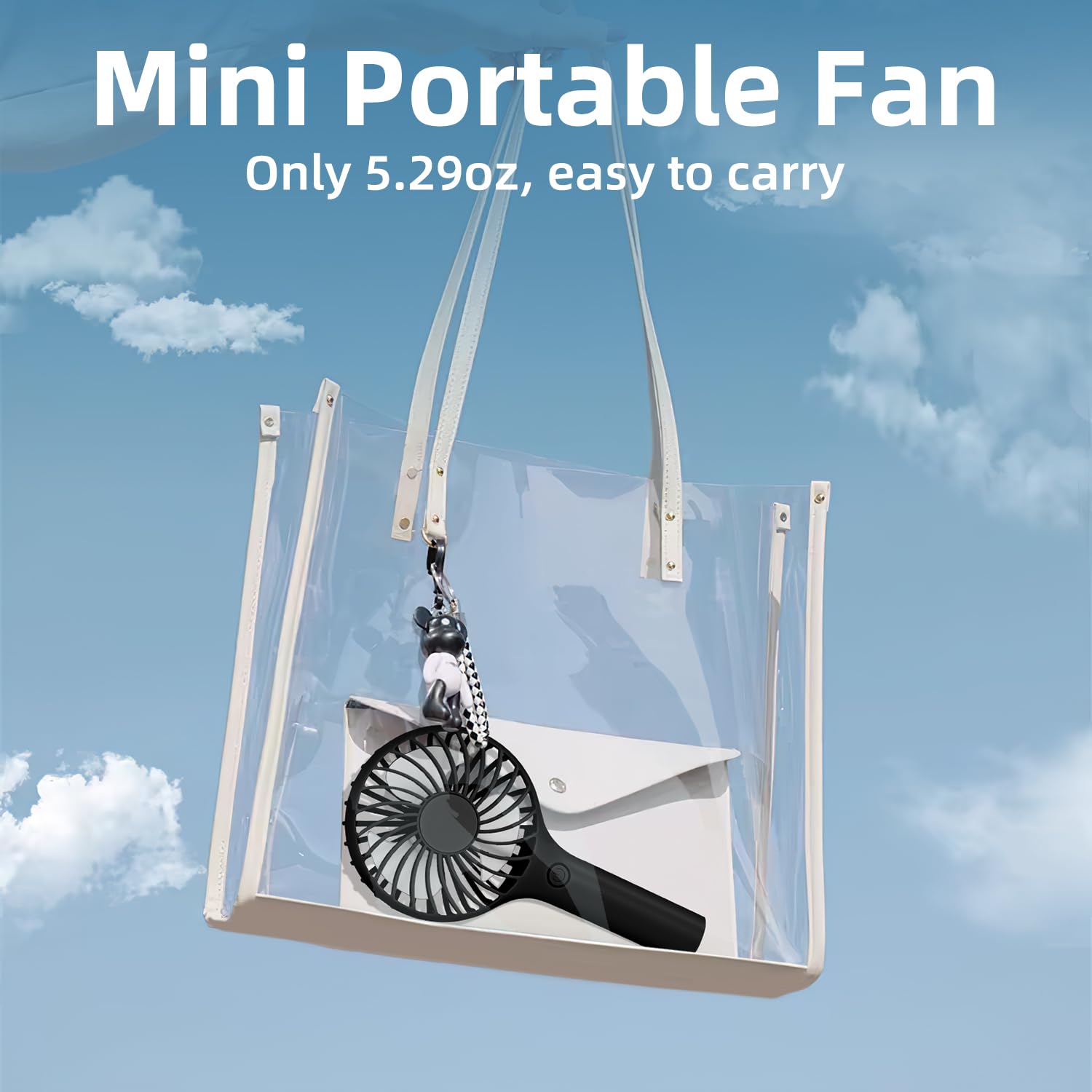 Ambandier handheld fan with 3 adjustable speeds, powerful airflow, and large battery for long-lasting cooling