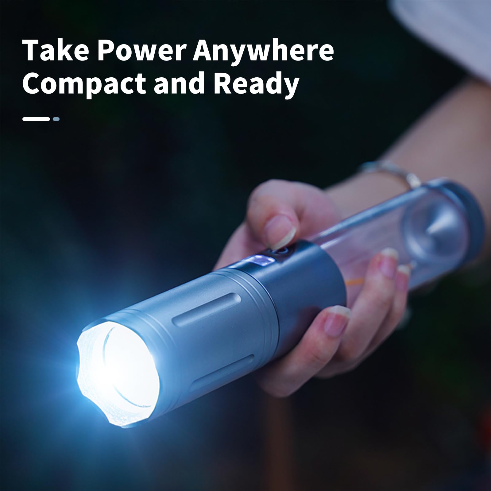 Crlivoing Kxk-606 Camping Flashlight, 600Lm Rechargeable Led Light, 3 Color Temperatures (2300K-8000K), Power Bank Function, Digital Battery Display, Ip44 Waterproof, Portable Outdoor Emergency Light