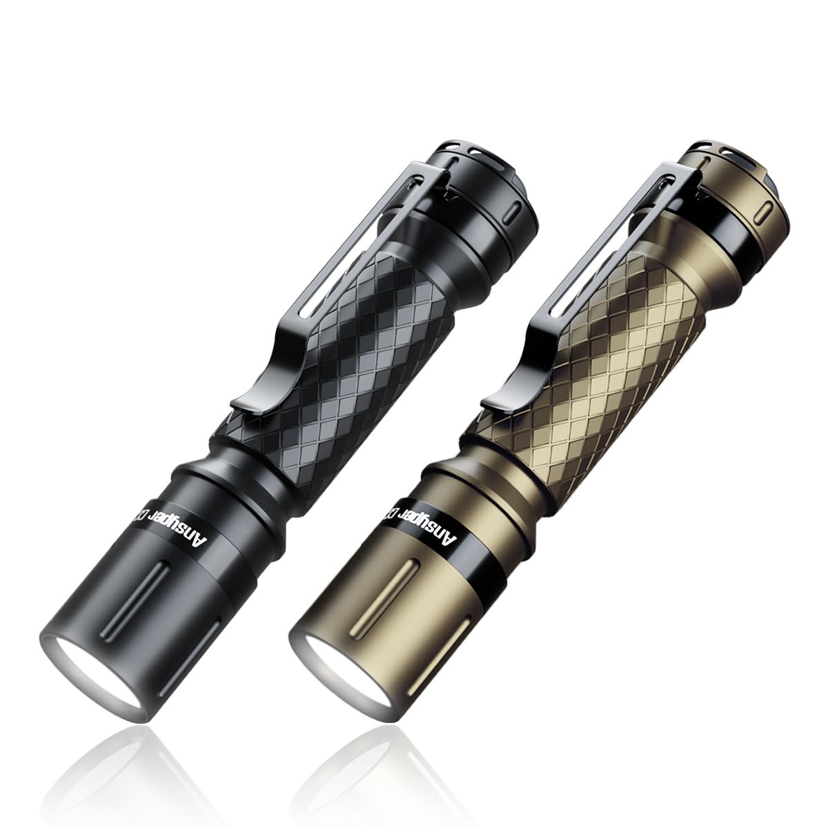 Ansyper Cc Mini Flashlight 3 Modes Small Flashlights Led Powerful High Lumens Tactical Pen Light With Clip,Slim Portable Pocket Compact Torch For Emergency Inspection Aaa Battery Water-Resistant (Black & Gold)