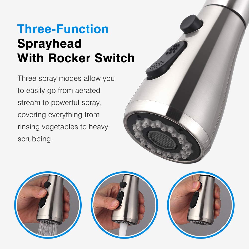 Mstjry Smart Touch Faucet For Kitchen Sink : Touch Kitchen Faucets With Pull Down Sprayer Touch Kitchen Faucet-Stainless Steel Touch Faucet(Brushed Stainless Steel)