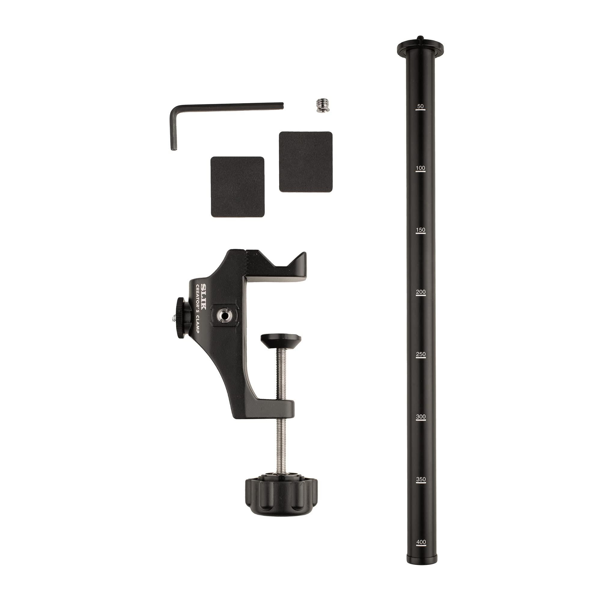 Slik Creator'S Series: Clamp W/ 3" Wide Reversible Adapter For Flat Desks, Tables, Or Round Poles & Surfaces, Black (Model: 618-761)
