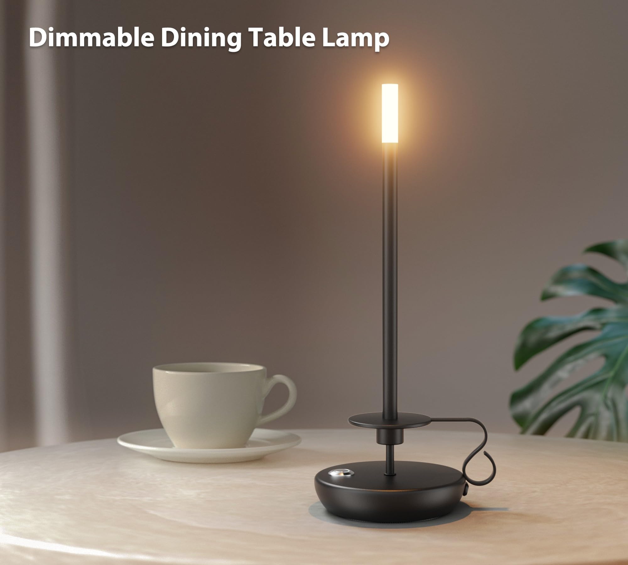 Irotine 2 Pack Cordless Led Table Lamp, Battery Powered Stepless Dimmable Rechargeable Table Lamp For Dinner/Dining/Bedroom/Bar/Camping(Black)