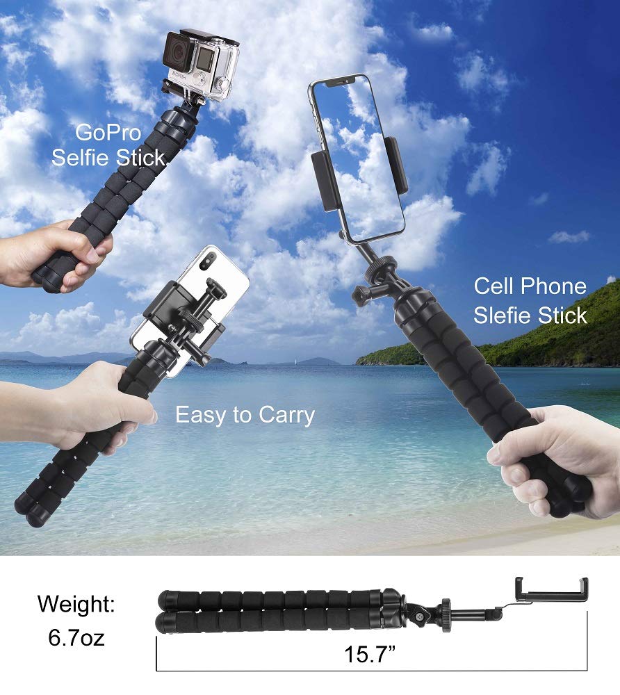 Cellways Phone Tripod, Flexible Tripod, 4-Axis Angle Adjustment, Unique 360° Rotating Holder, Sturdy Octopus-Style Legs, And Wireless Remote Shutter For Iphone, Android Phone, Dslr Camera, And Gopro.