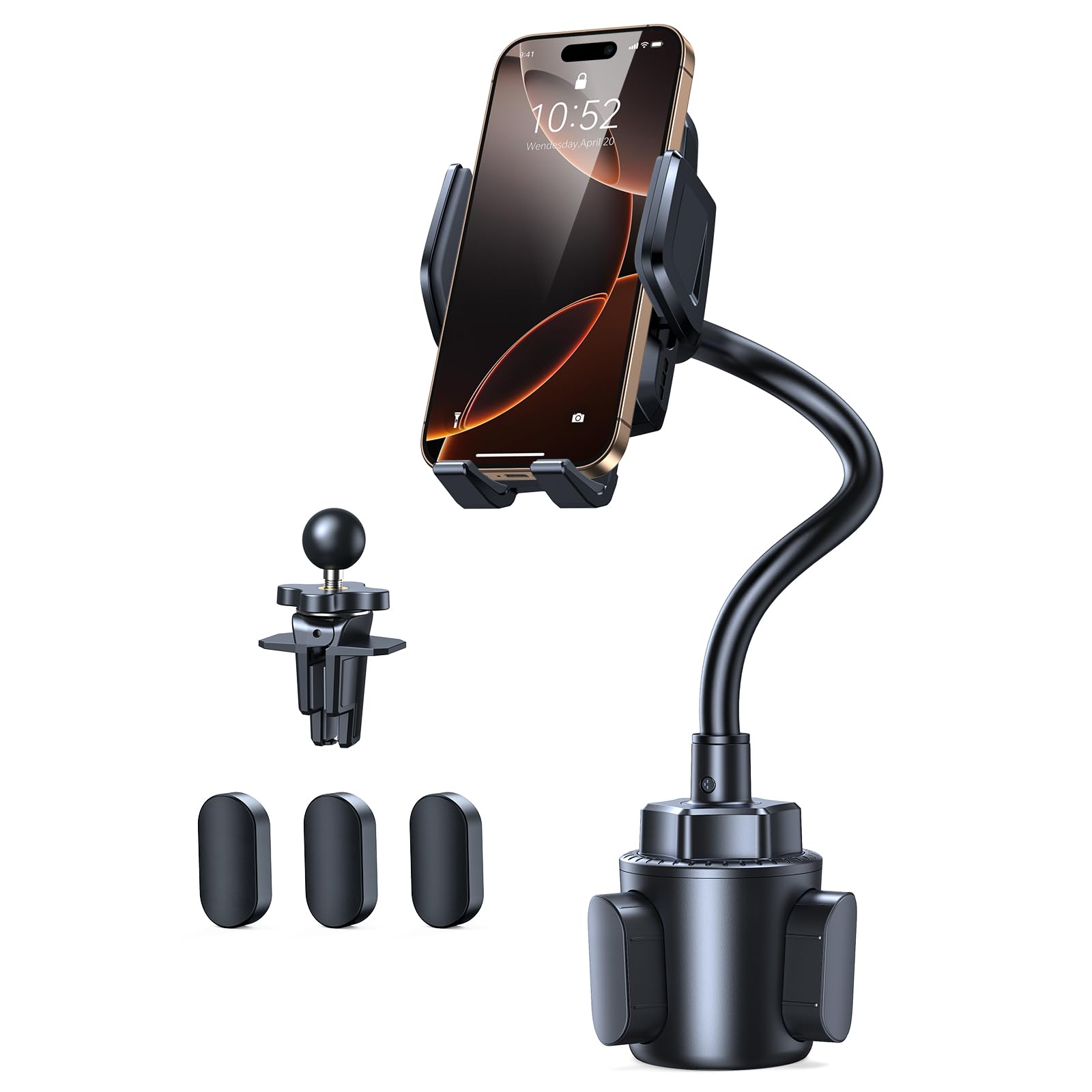 Tecknet Universal Car Cup Phone Holder – Adjustable Cradle Car Mount With Air Vent Phone Mount & Extra Grip Pads For Iphone, Samsung, All Smartphone