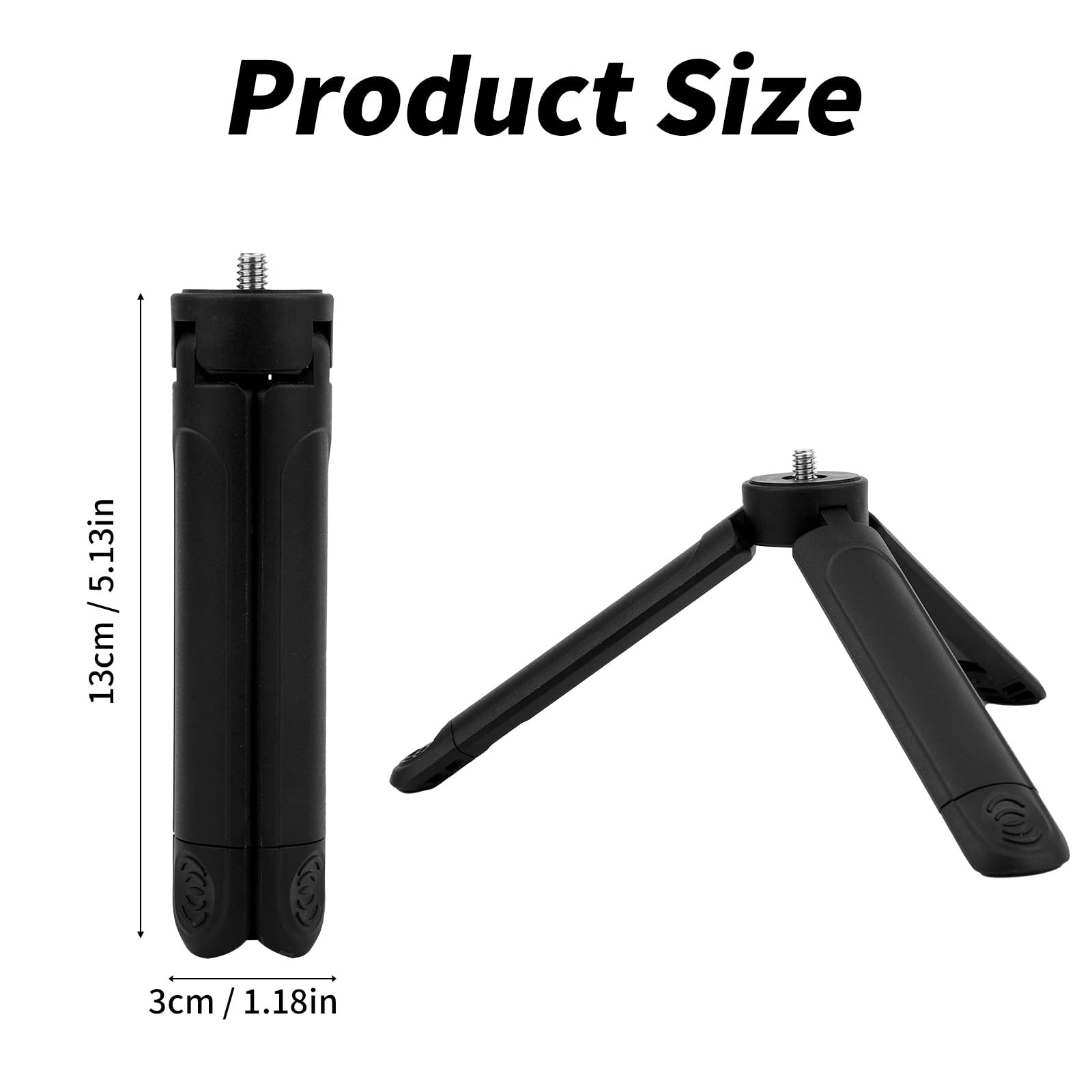 Gosknor Mini Travel Tripod For Dji Osmo Pocket 3 & 2, 1/4" Threaded, Portable Tabletop Stand Black Mount Compatible With Osmo Pocket 3 & 2, Cameras, Smartphones, Selfie Stick Accessories
