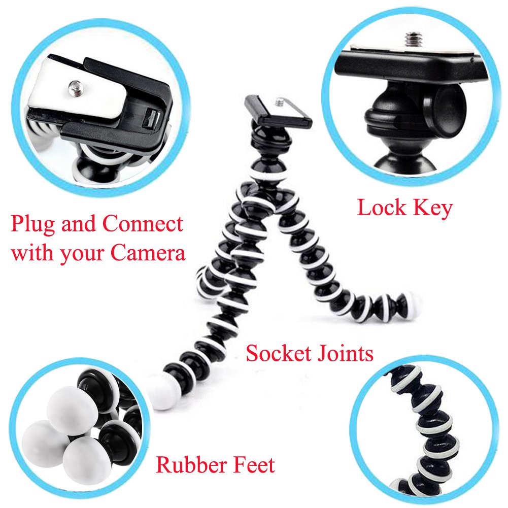 Gucabe Octopus Camera Tripod, Walway Flexible Cell Phone Holder Stand Selfie Stick With Quick-Release Plate For Smartphone/Camera/Gopro/Action Camera/Dslr