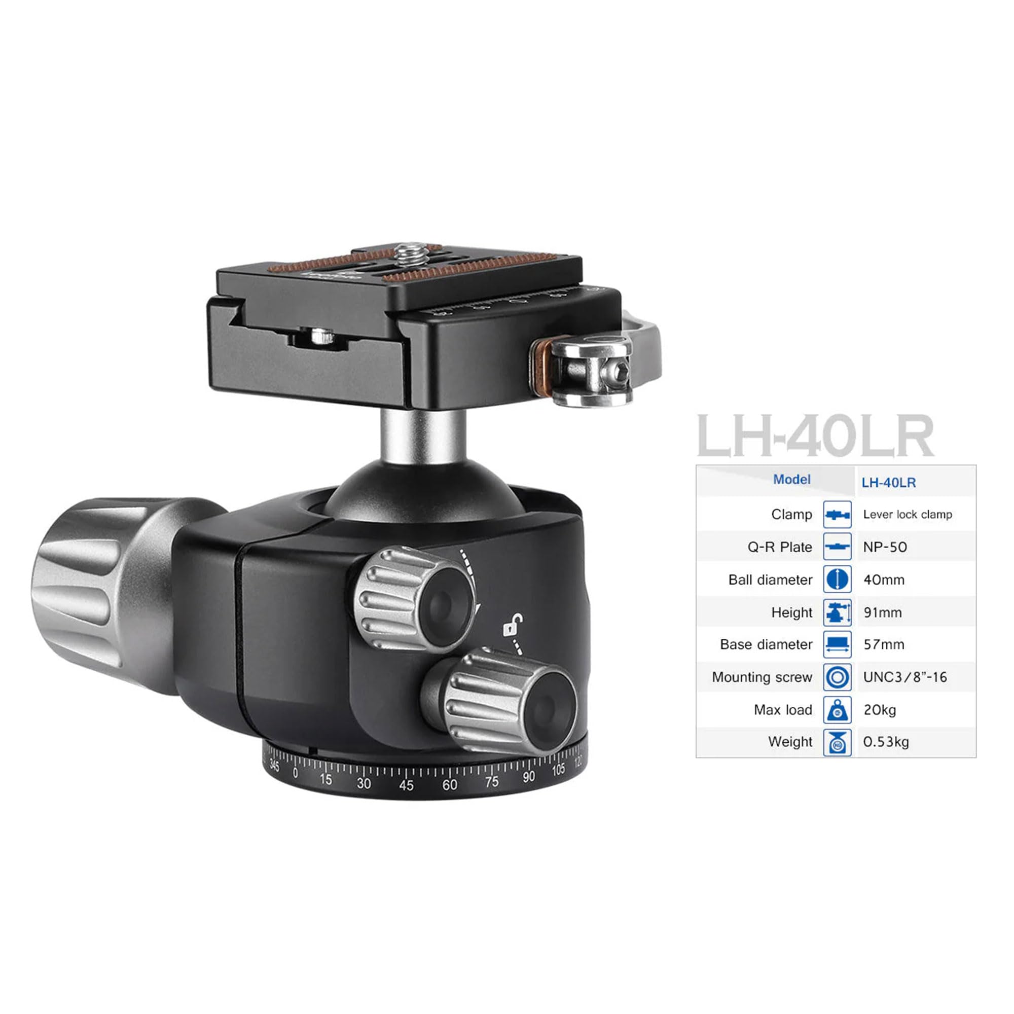 Leofoto Professional Camera Tripod, 63.7" Compact Carbon Fiber Tripod For Dslr Video Camcorder, 5 Leg Sections, 360° Ball Head, Max Load 20Kg/44Lb (Ls-365Cx+Lh-40Lr)