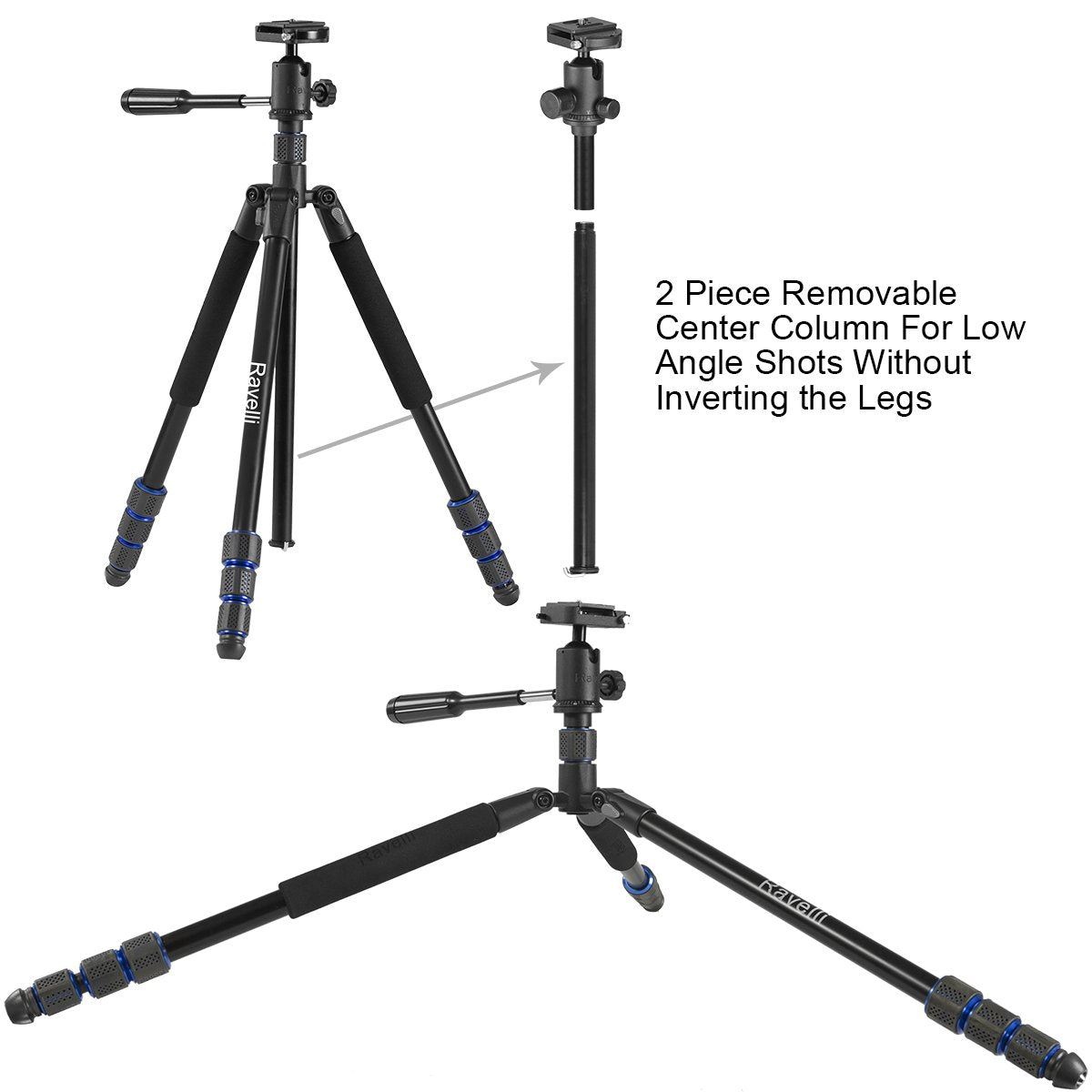 Ravelli Apgl5 Professional 65" Ball Head Camera Video Photo Tripod With Quick Release Plate And Carry Bag