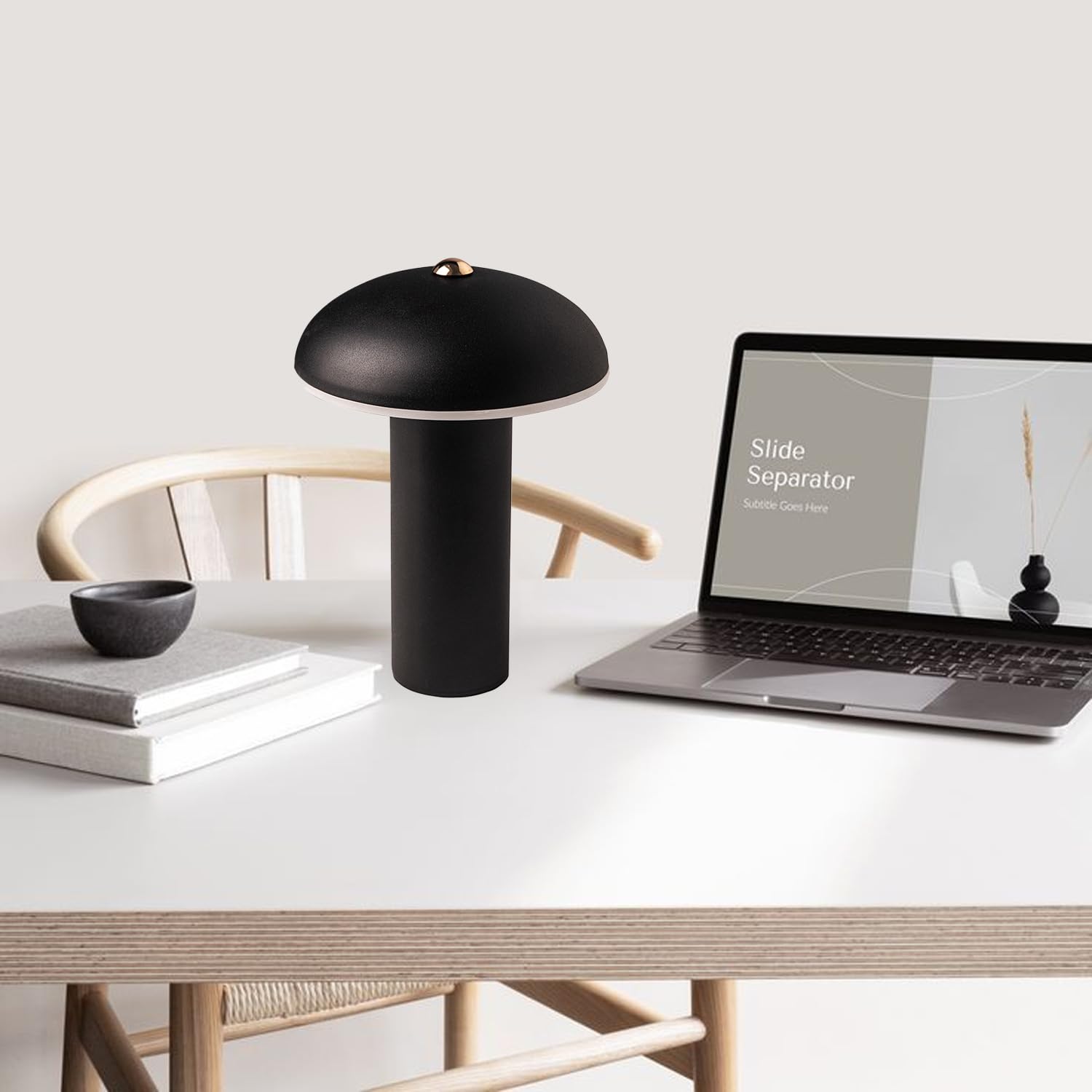 Anshenya Mushroom Lamp Cordless Table Lamp Touch Light Led Rechargeable Dimmable Battery Operated Lights Desk Control Bedside Lamps Offices Restaurant Home Portable Outdoor For Patio Dining Wireless (Black)