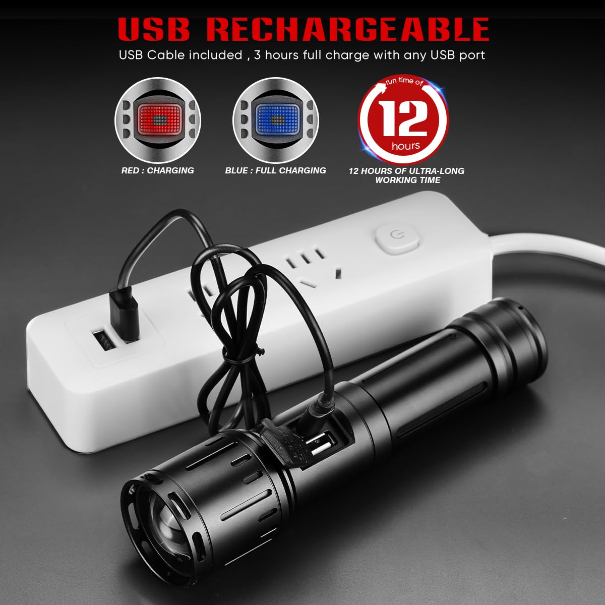 Nakcnm Flashlight High Lumens Rechargeable 200,000 Lumen Long Range 3280 Ft Super Bright Flashlights Powered, Powerful Handheld Flashlights For Emergencies Camping