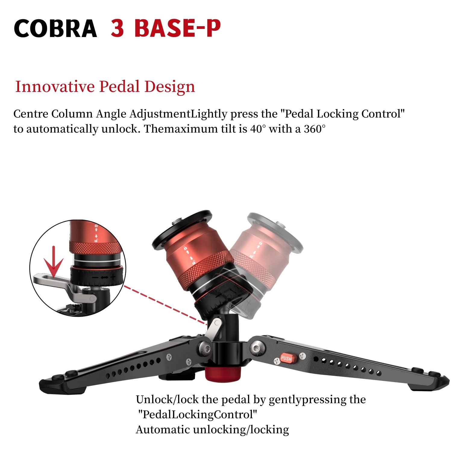 Ifootage Cobra 3 Base-P,Portable Tabletop Mini Tripod Mount With Pedal Locking Control,Quick Release Platform,Max Load 17.6 Lbs