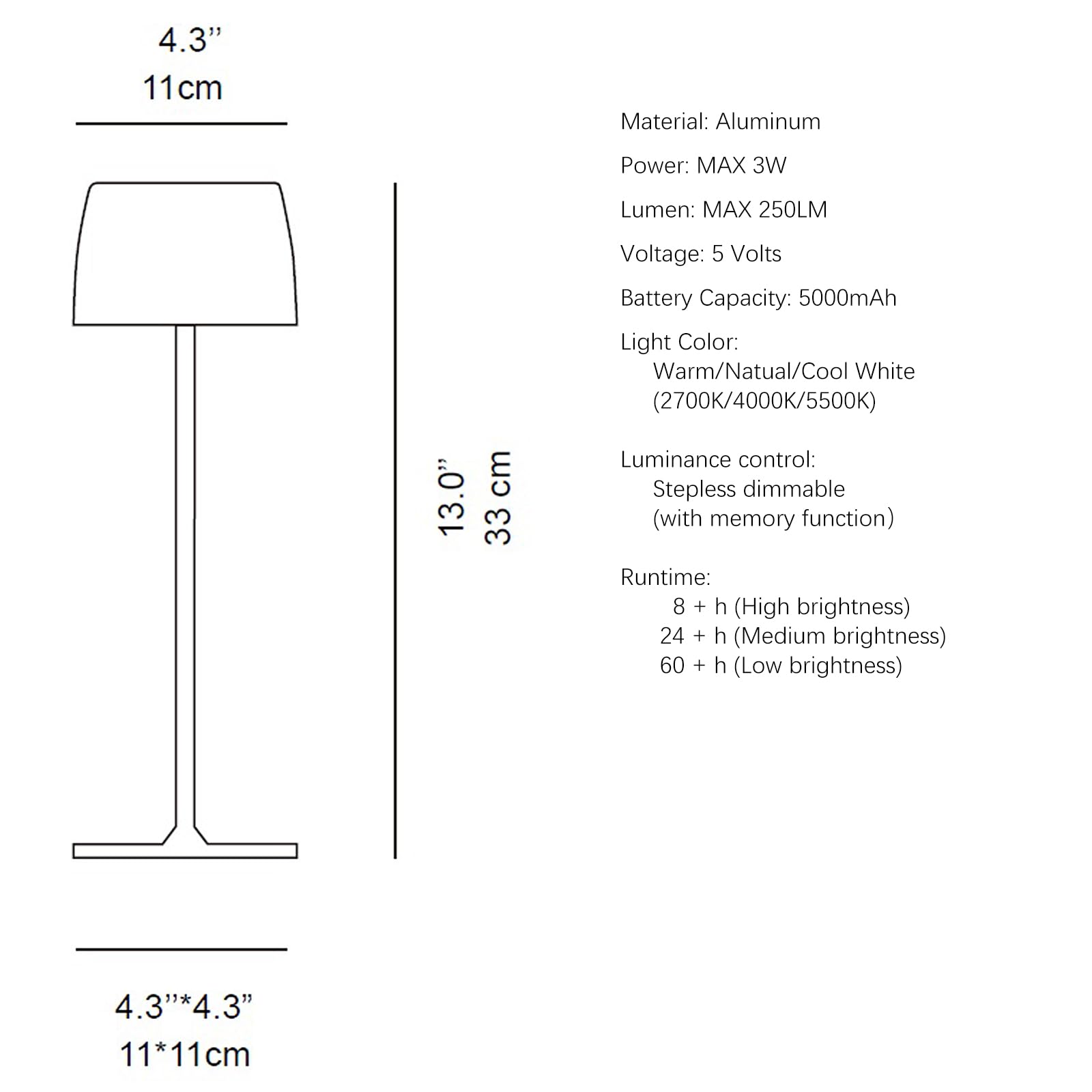 Enjeda 2 Pack Rechargeable Cordless Led Table Lamp - Waterproof Portable Battery-Operated Indoor/Outdoor Lighting For Home, Kitchen, Desk, Patio, Party, Restaurant, Bar (Gold)