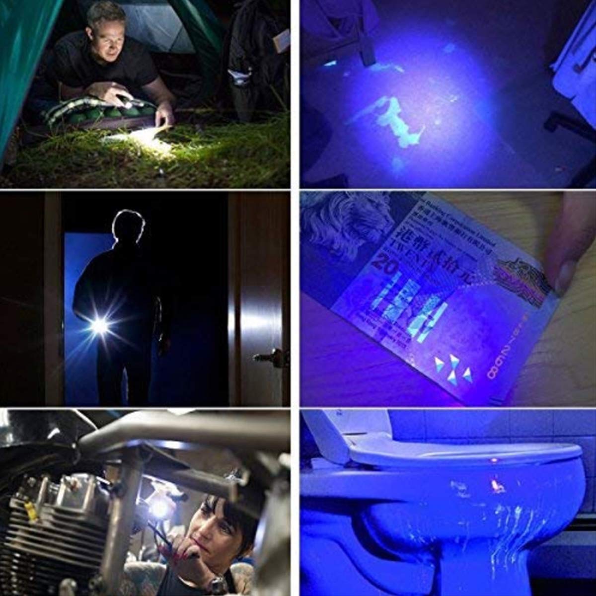 Pocketman Pen Light Detector Torch Ultra Violet Torch White Purple For Test Mini Pen Uv Flashlight 395Nm 2 In 1 Uv Flashlight Led Penlight Blacklight 2 Light Source