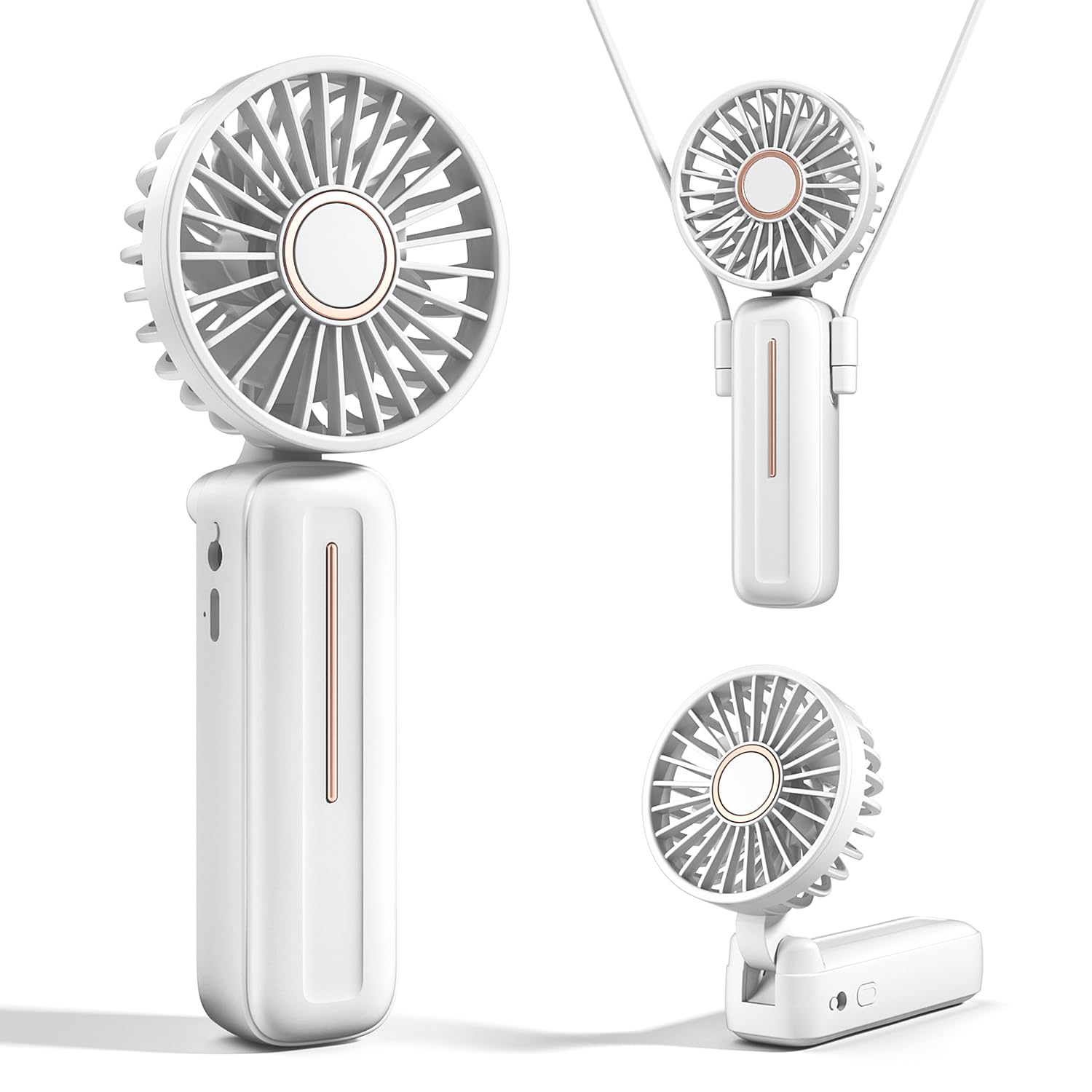 Portable Handheld Fan,Small Usb Fans 3-In-1 Hand/Desk/Neck, Foldable Hand Fan For Personal Cooling - Koospark