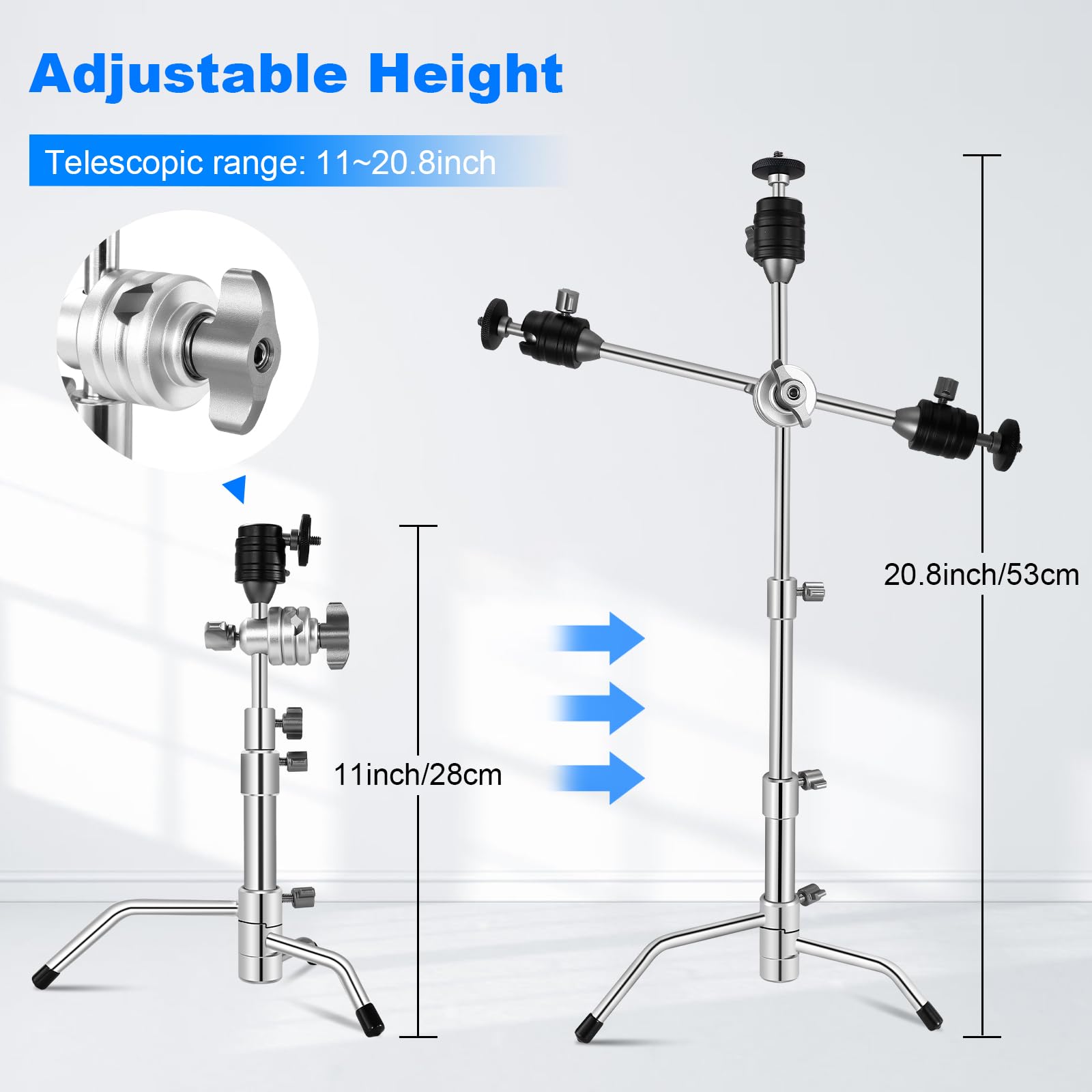 Godox Soonpho Mini Tripod With Boom Arm & Ball Head, 11-20In Adjustable Table Top Light Stand With 13In Holding Arm For Youtube&Tik Tok, Compatible For Camera, Phones, Ring Light And Led Video Light Panel