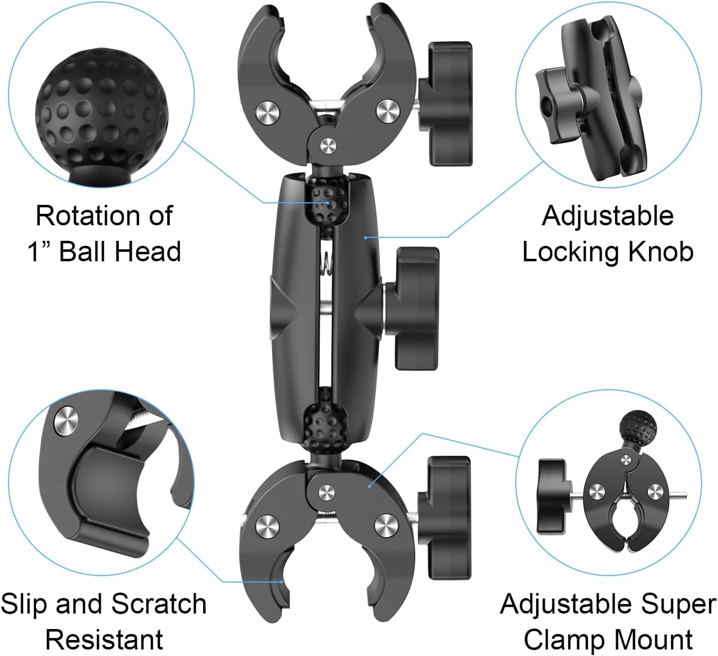 Kmdodo 2 Pcs Superclamp Double Camera Clamp With Dual Mount Bracket And Magic Arm Ball Head - Versatile Photography Accessory For Light Stands, Reflectors, Umbrellas, Tripods, And Tables