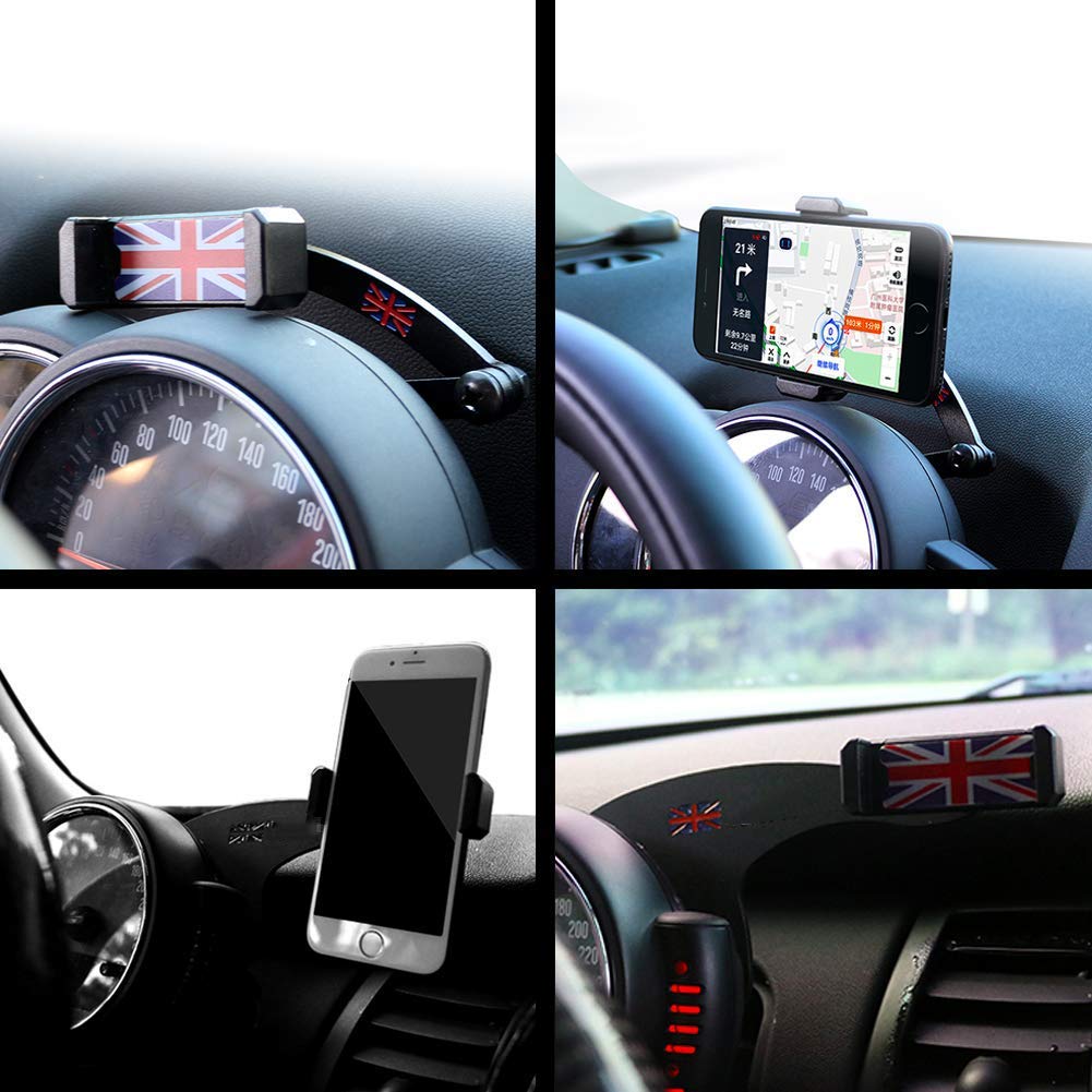 Pgone Smartphone Cell Phone Holder With Cradle Rotatable Clip (Union Jack Flag Style, 3.5-5.5 Inch Phone) For Mini Cooper R55 R56, 1 Pack (Red & Blue Union Jack Flag Style)