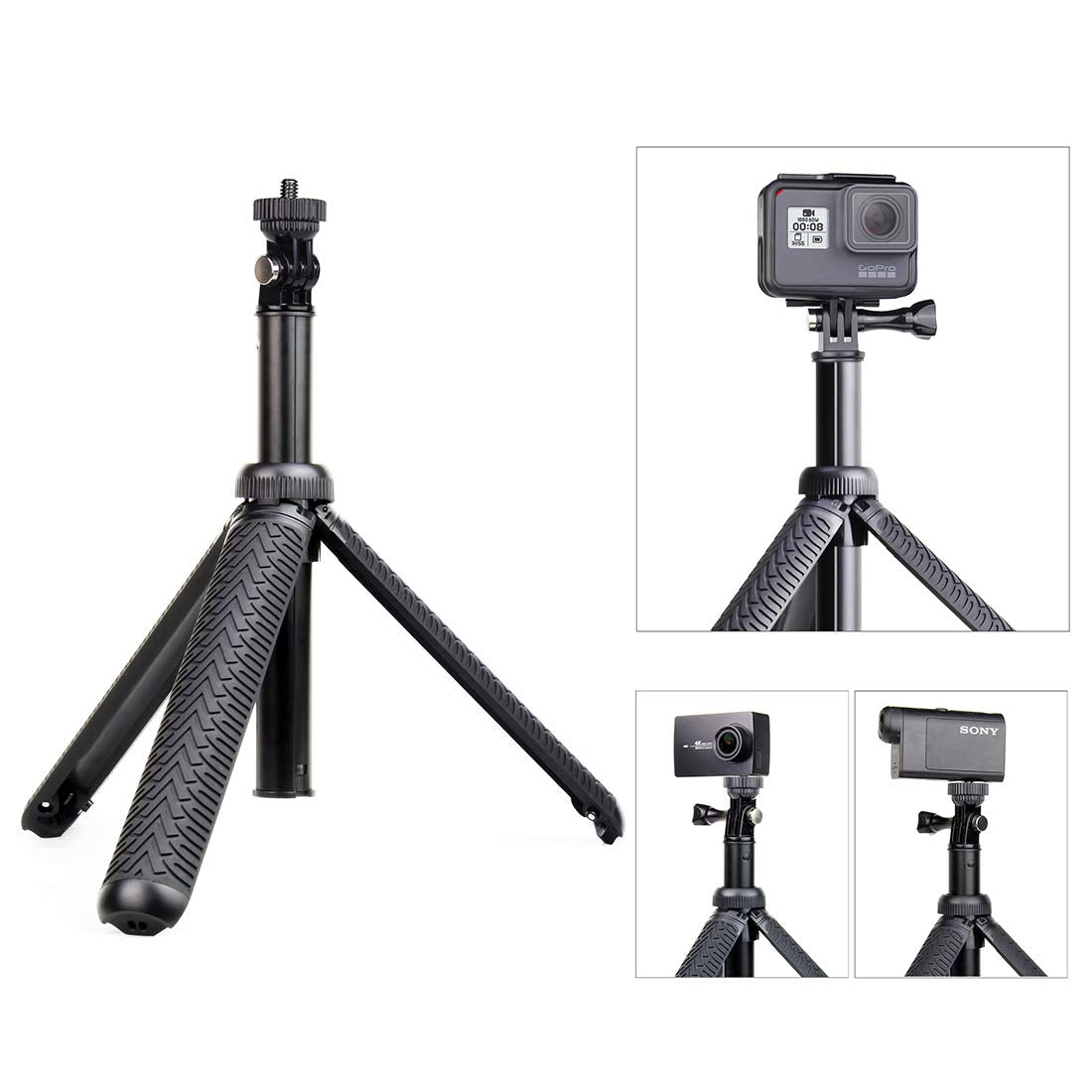 Qiuniu Extendable Selfie Stick/Handgrip/Monopod/Tripod For Gopro Hero 13 12 11 10 9 8 7 6 5 4 3 2 Session 2018, Acaso, Ek5000 Ek7000/Sjcam Sj4000 Sj500 Action Cameras, Cell Phones, Compact Digital Cameras