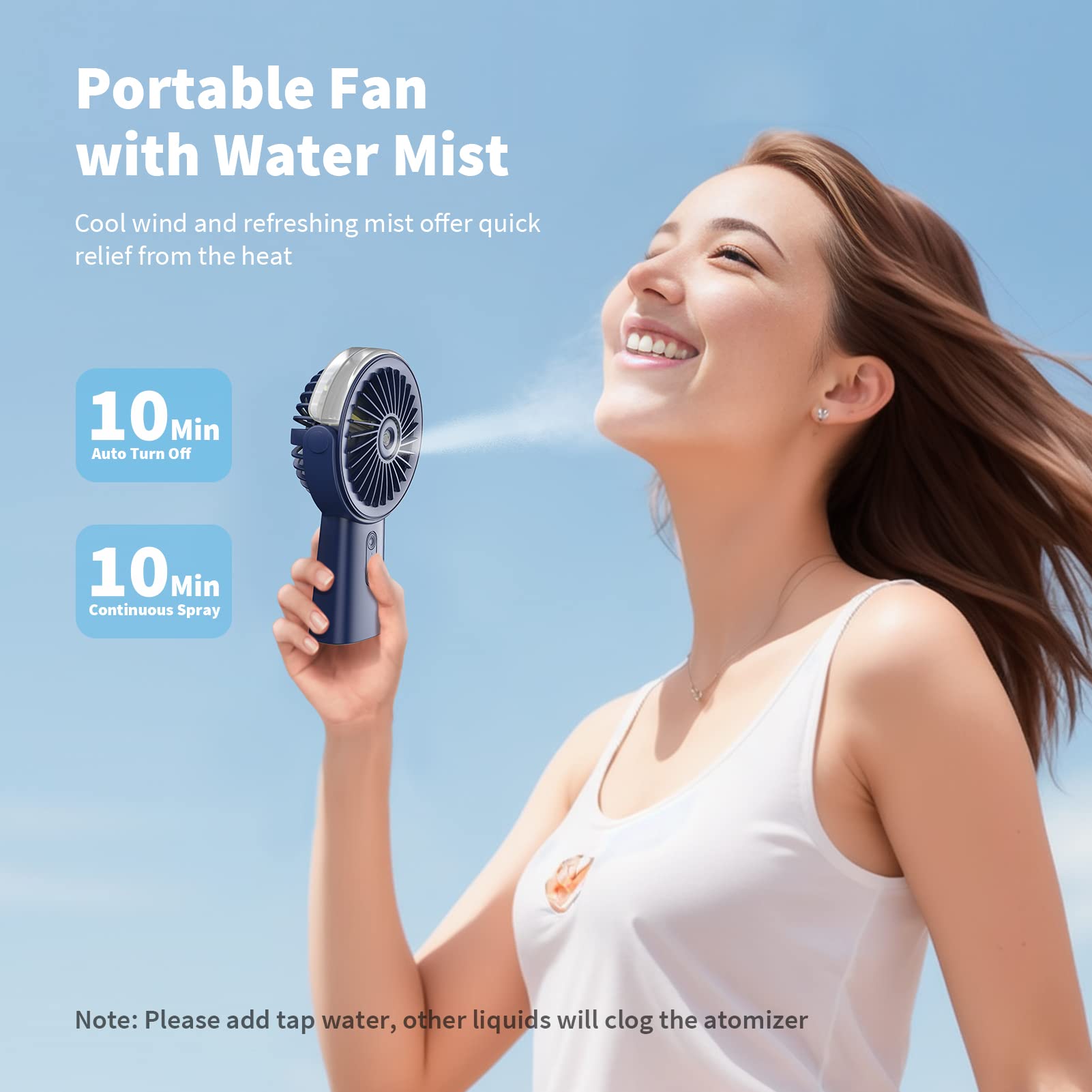 Otlonpe Handheld Misting Fan Portable, 4000Mah Rechargeable Small Personal Water Spray Hand Held
