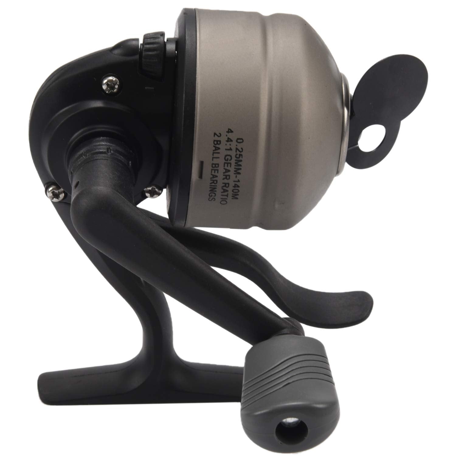 Doumneou Black & Silver Spincast Fishing Reel, 2Bb 4.4:1 Gear Ratio, Ambidextrous, Baitcasting Technique, Ocean & River Fishing