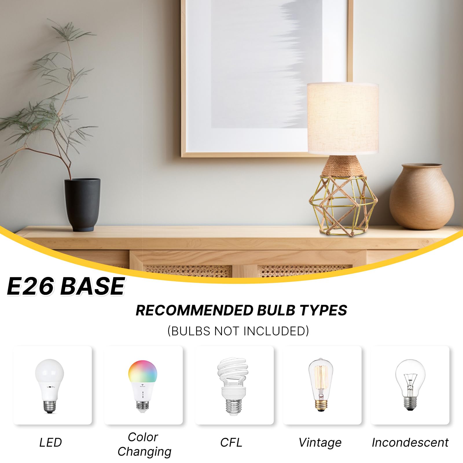 Hamilyeah Gold Table Lamps Set Of 2, Bedside With Fabric Shade, Woven For Nightstand With On/Off Switch, Modern Simple For Bedroom, Living Room