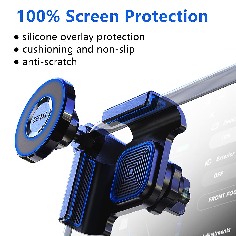 Galeform Magnet Phone Mount For Tesla Model 3/Y Accessories, Tesla Phone Mount For Magsafe Iphone & Android Phones, Strongest Magnetic Power Adjustable Car Phone Holder, With 1Pcs Magnetic Ring