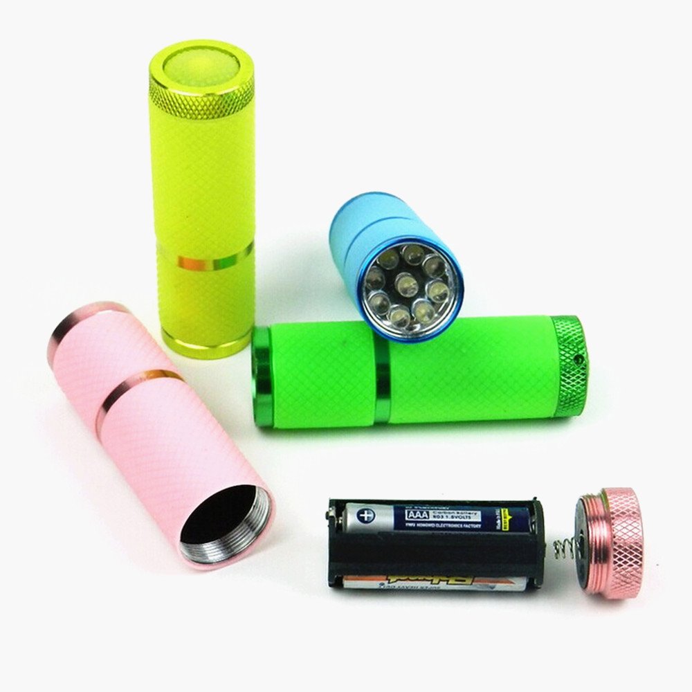 Blovess Yueton 9 Led Rubber Coated Push Button Flashlights With Straps, Pack Of 4