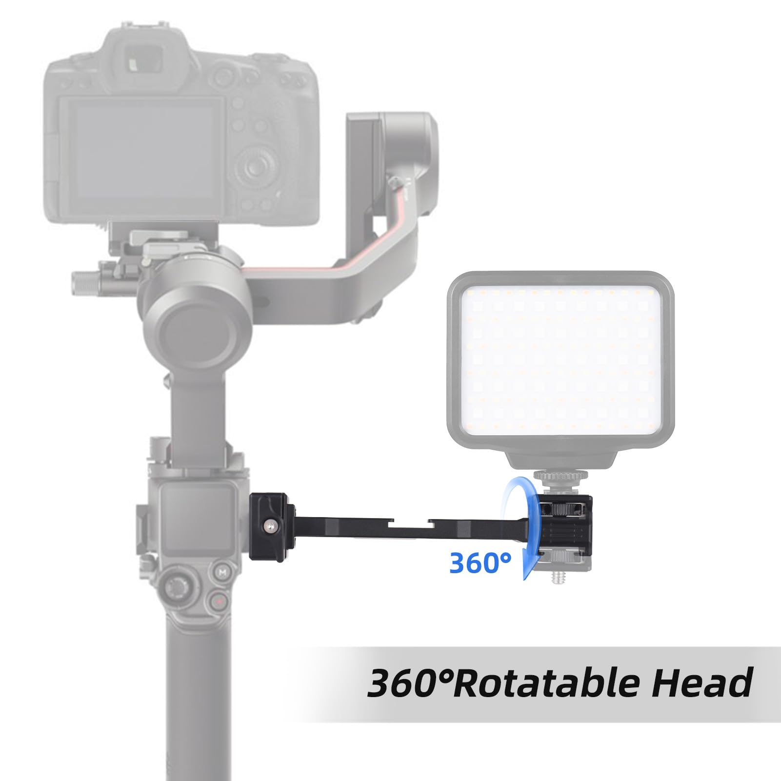 Andoer Gimbal Extension Bars Aluminium Alloy Holder Accessory For Hand Stabilizers With Numerous 1/4 Inch And 3/8 Inch Thread Holes, 2 Cold Shoe Mounts And 1/4 Inch Screw