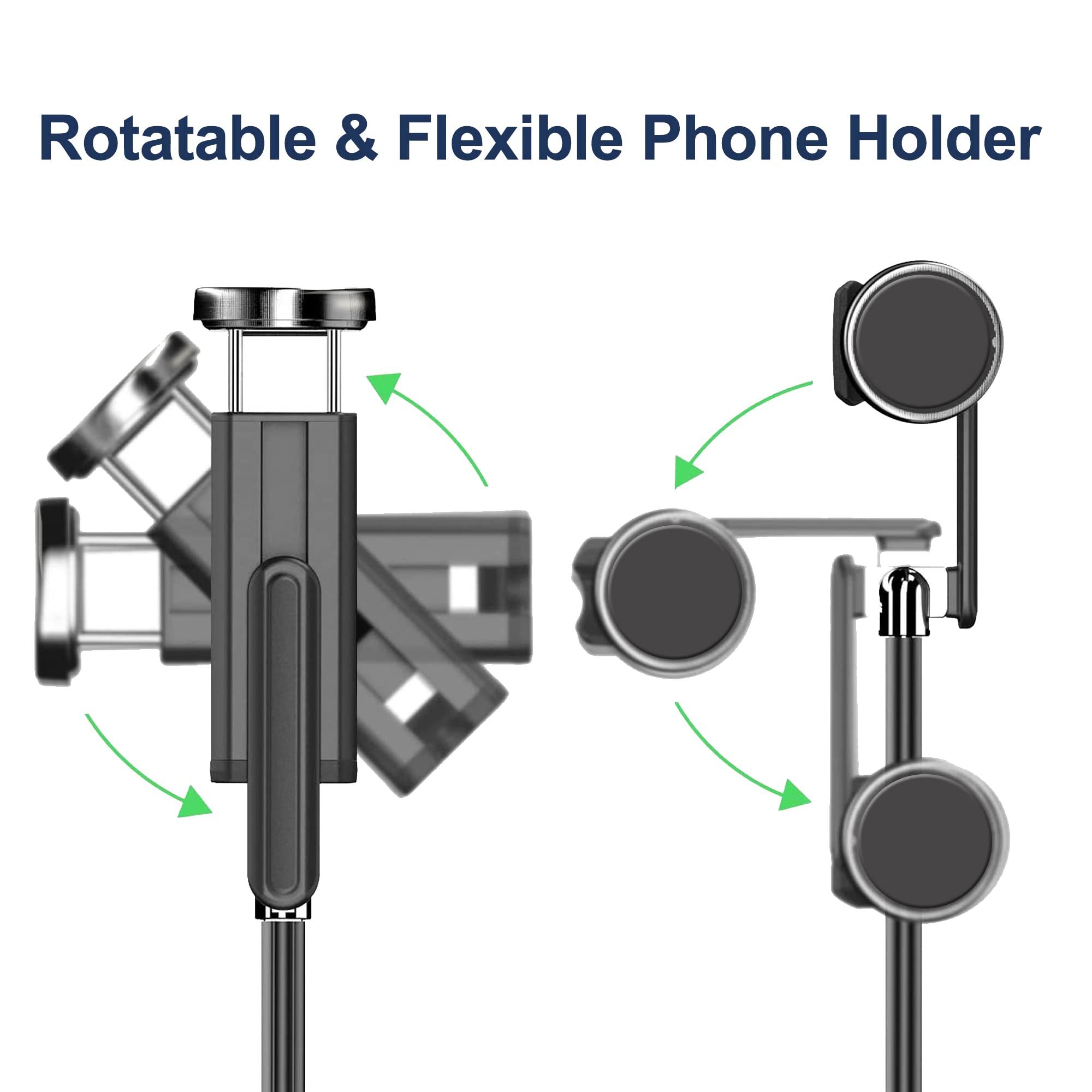 Colorlizard Selfie Stick Tripod With Remote Aluminum Alloy Phone Tripod Bluetooth Remote And 270°Rotation Stand Compatible With Iphone And Android Phone