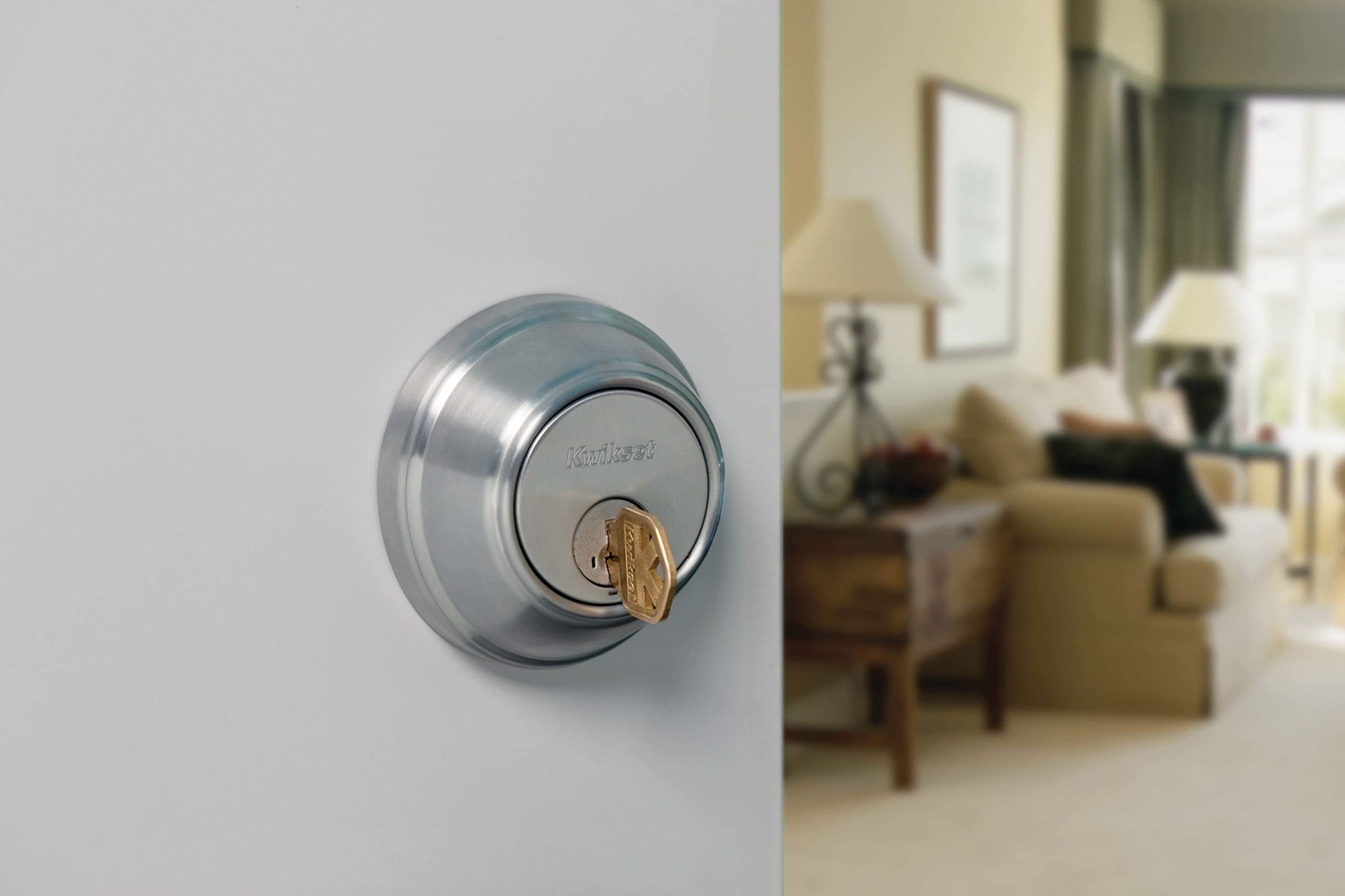 Kwikset 980 Deadbolt, Keyed One Side, Featuring Smartkey Security In Satin Nickel