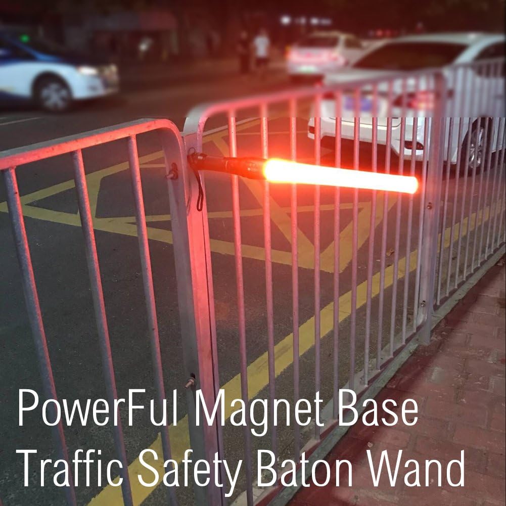 Jowbeam 16 Inch Traffic Wand Small Orange Led Safety Signal Wand Work Light Flashlight With Cone Flashing Modes,Wrist Strap Lanyard,Using 3 Aaa Batteries(Not Included) A200 (2 Packs)