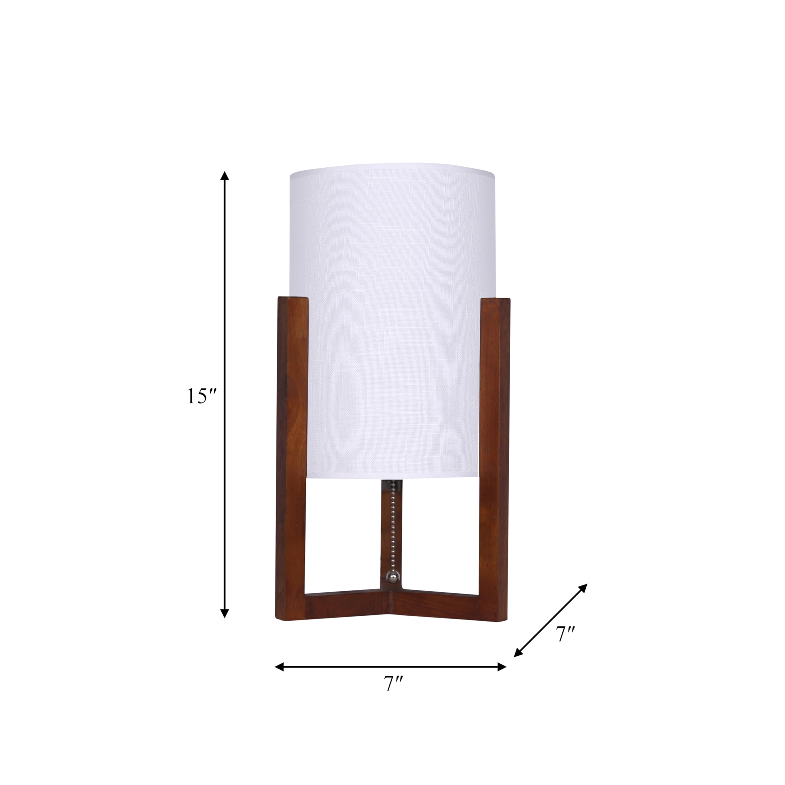 Sagebrook Home Wood, Set Of 2, 16" H, Cylnder Tripod Table Lamps, Cherry/Wht, Novelty, Wood, Contemporary, 7" L X 7" W X 16" H, Two Tone
